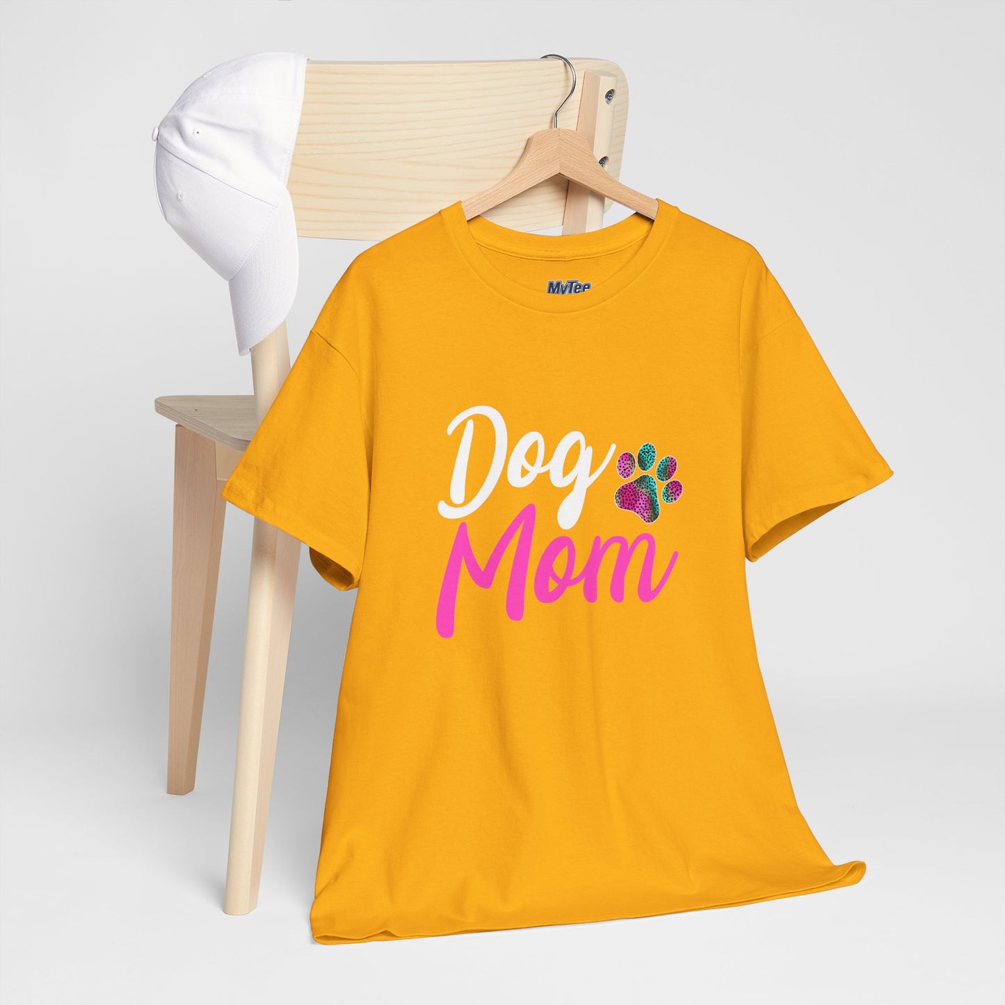 Dog Mom with a Colorful Paw Cotton T-Shirt