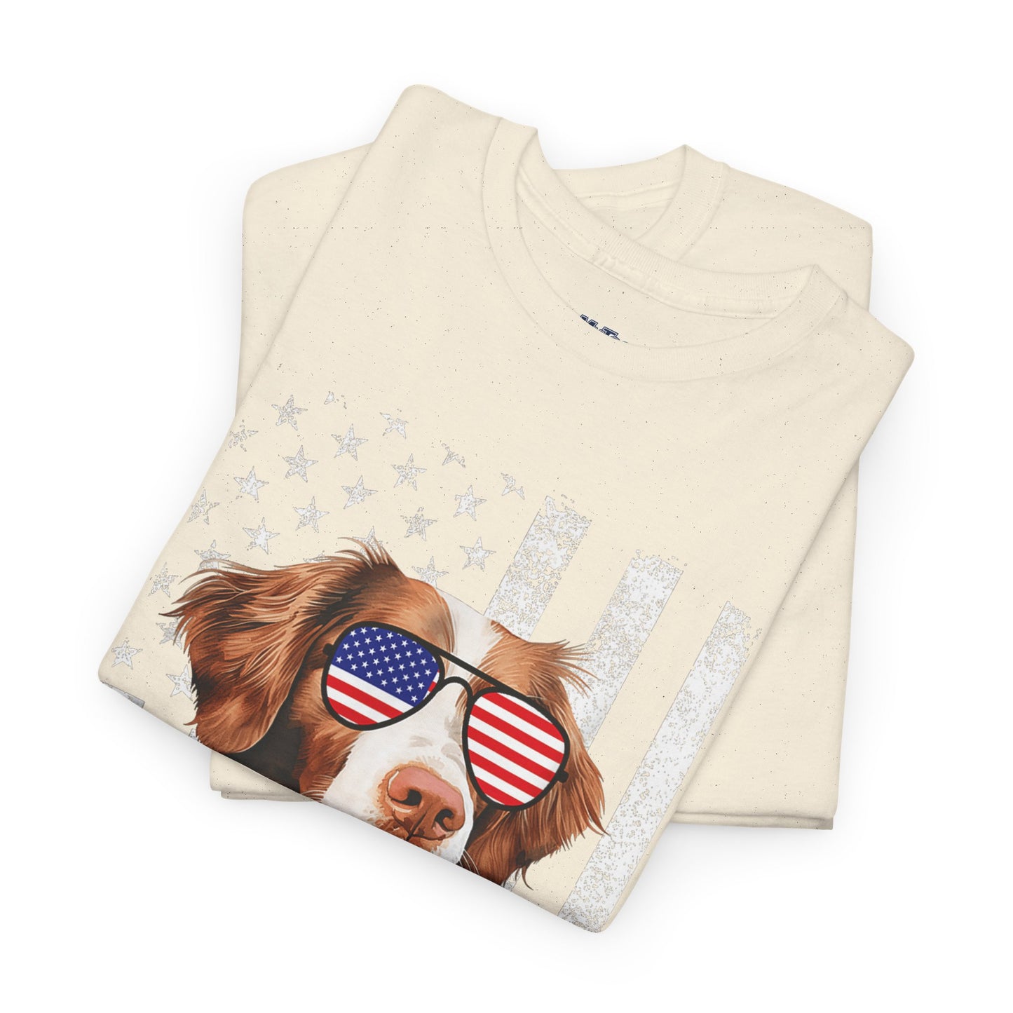 Patriotic Brittany Spaniel with Sunglasses Unisex T-Shirt