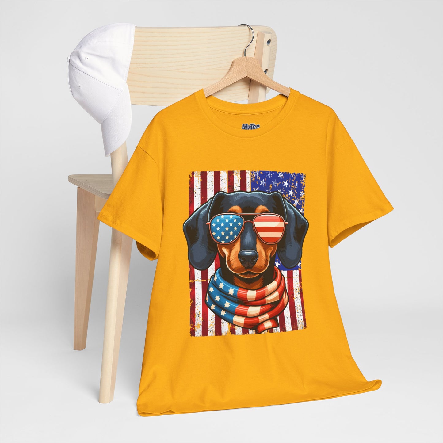 Patriotic Dachshund Dog Flag Shades Unisex T-Shirt