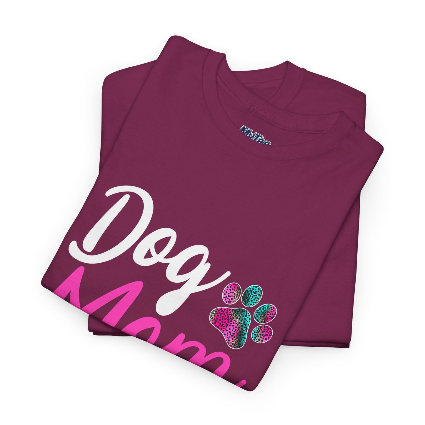 Dog Mom with a Colorful Paw Cotton T-Shirt