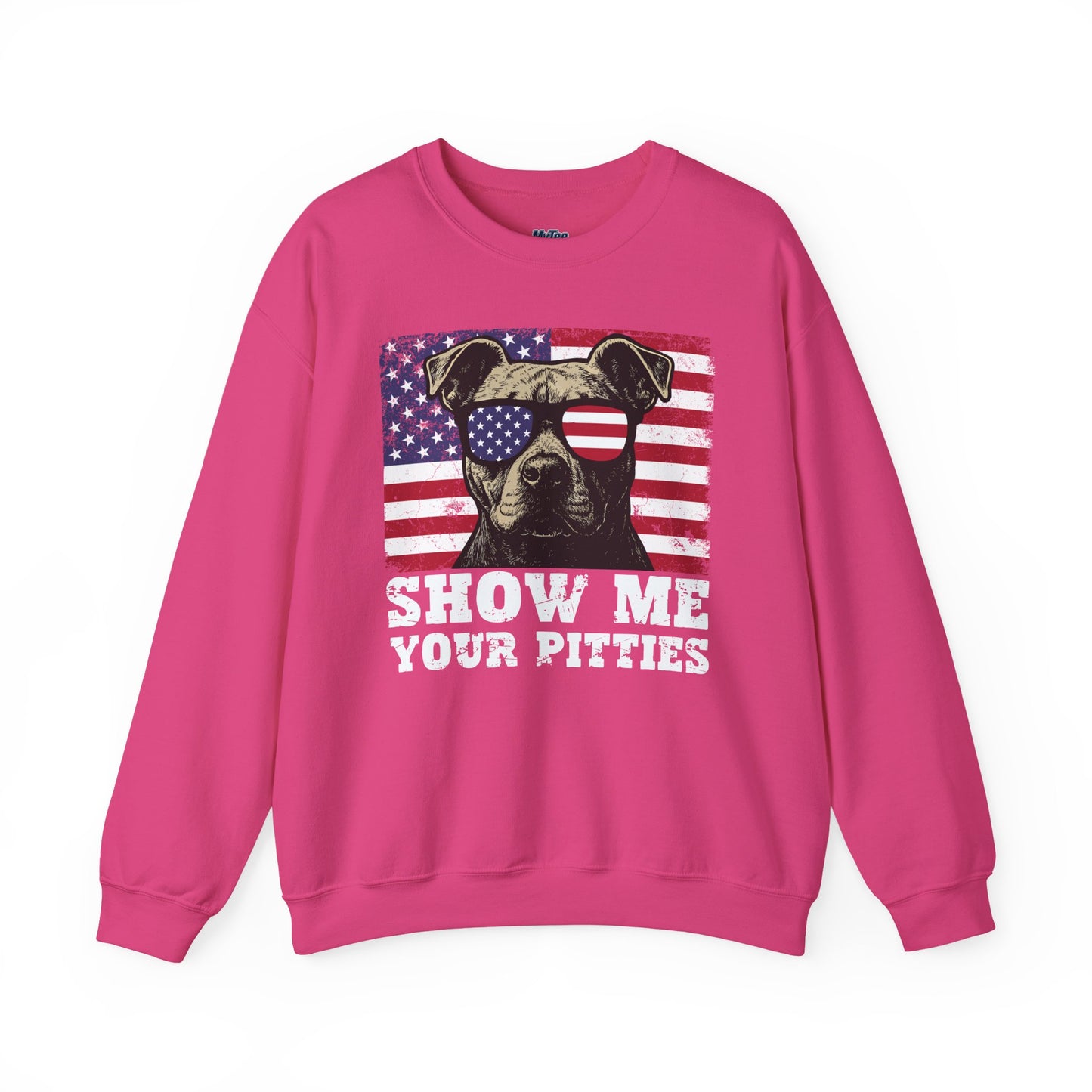Show Me Your Pitties Patriotic Pitbull Sweatshirt – Funny USA Dog Lover Pullover