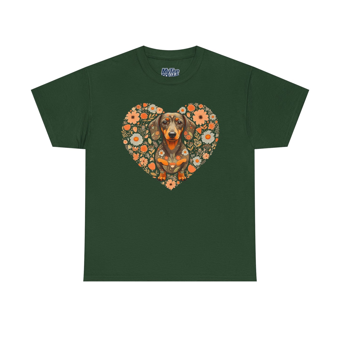 Dachshund Love Unisex T-Shirt – Adorable Floral Heart Dog Tee