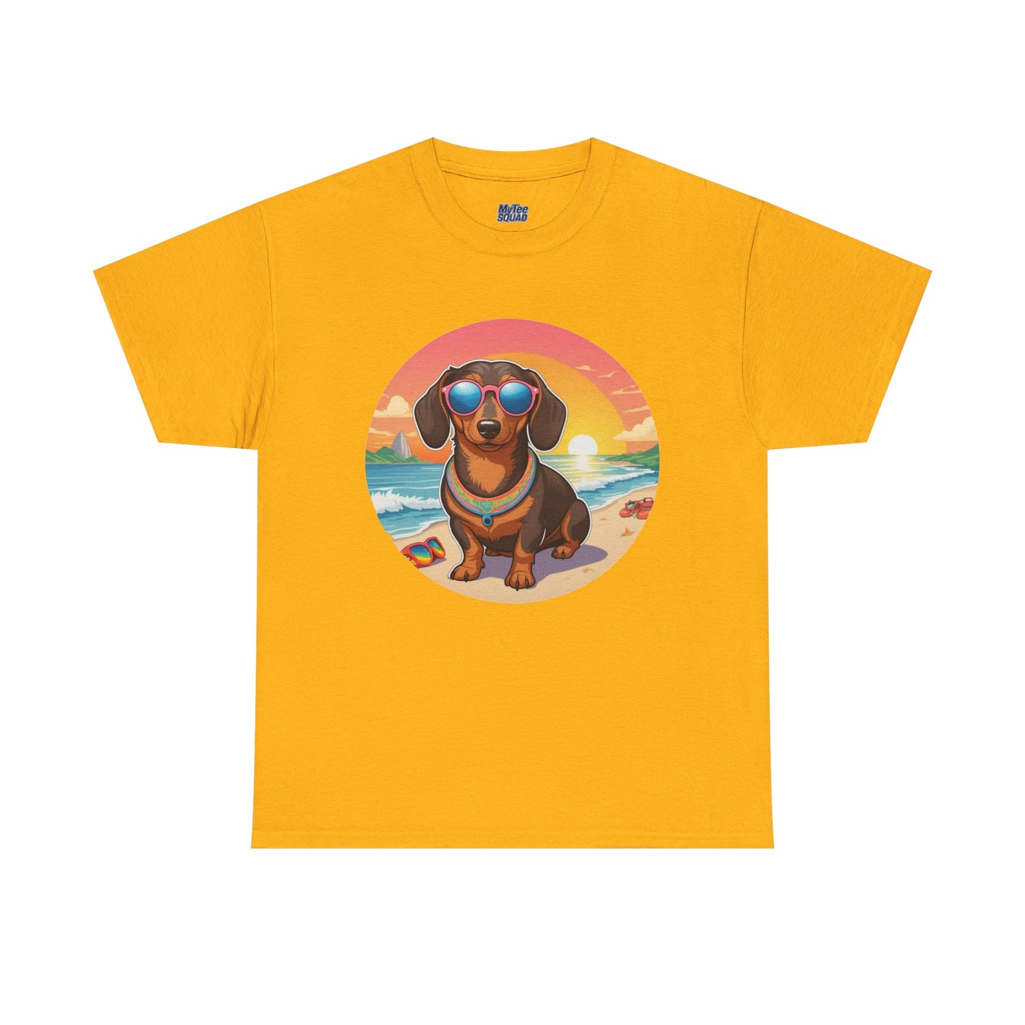 Dachshund Summer Style T-Shirt – Sunglasses & Sand Pup Design