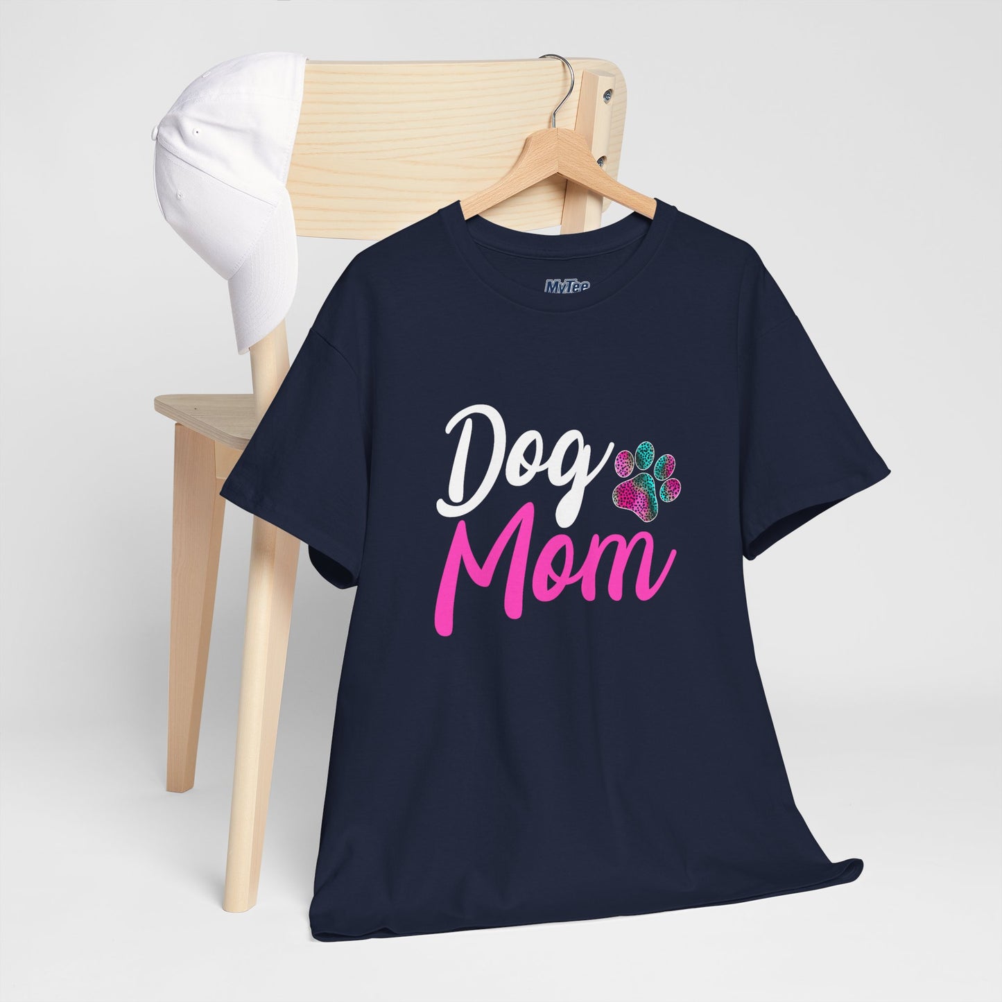 Dog Mom with a Colorful Paw Cotton T-Shirt