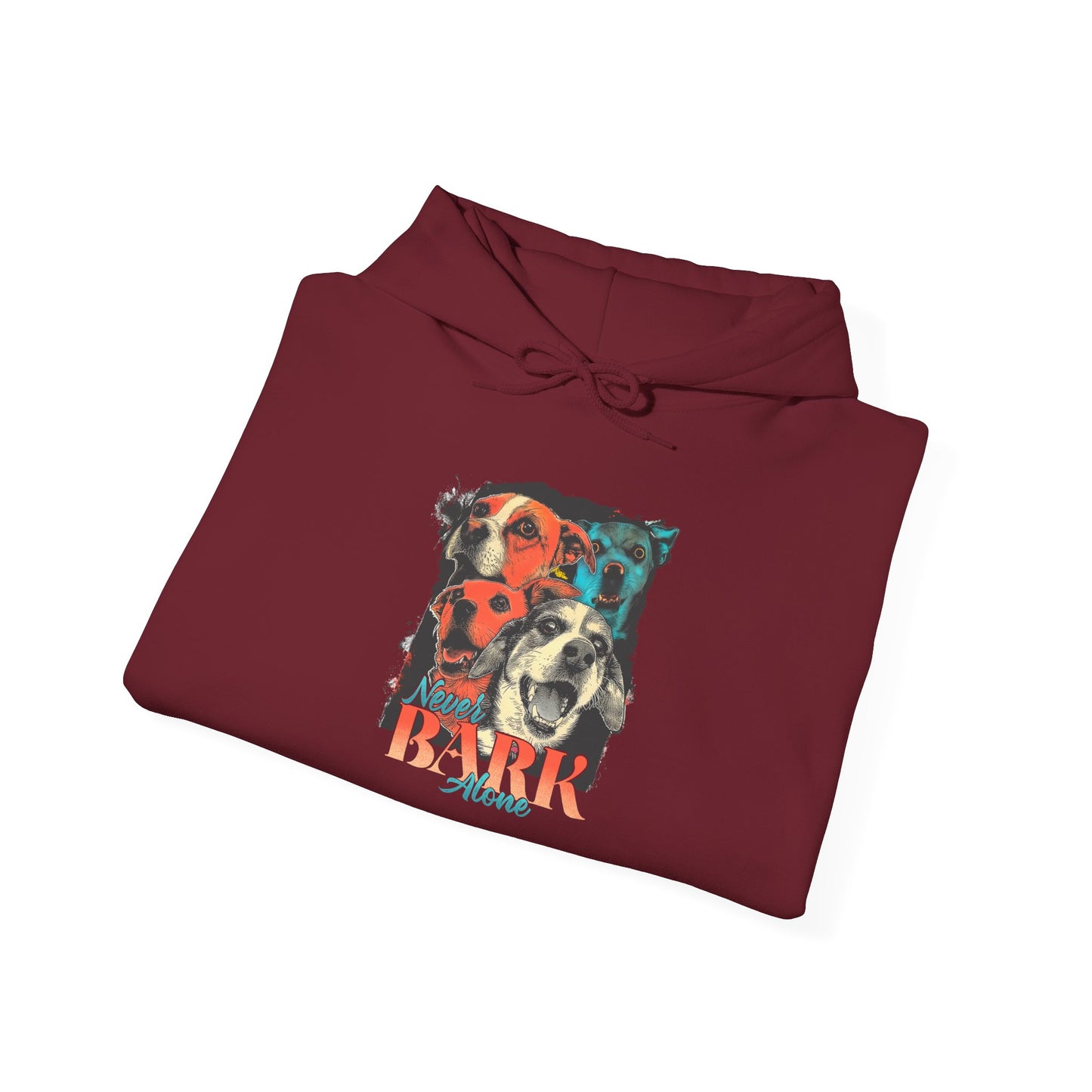 Never Bark Alone Unisex Hoodie – Dog Pack Graphic Hoodie