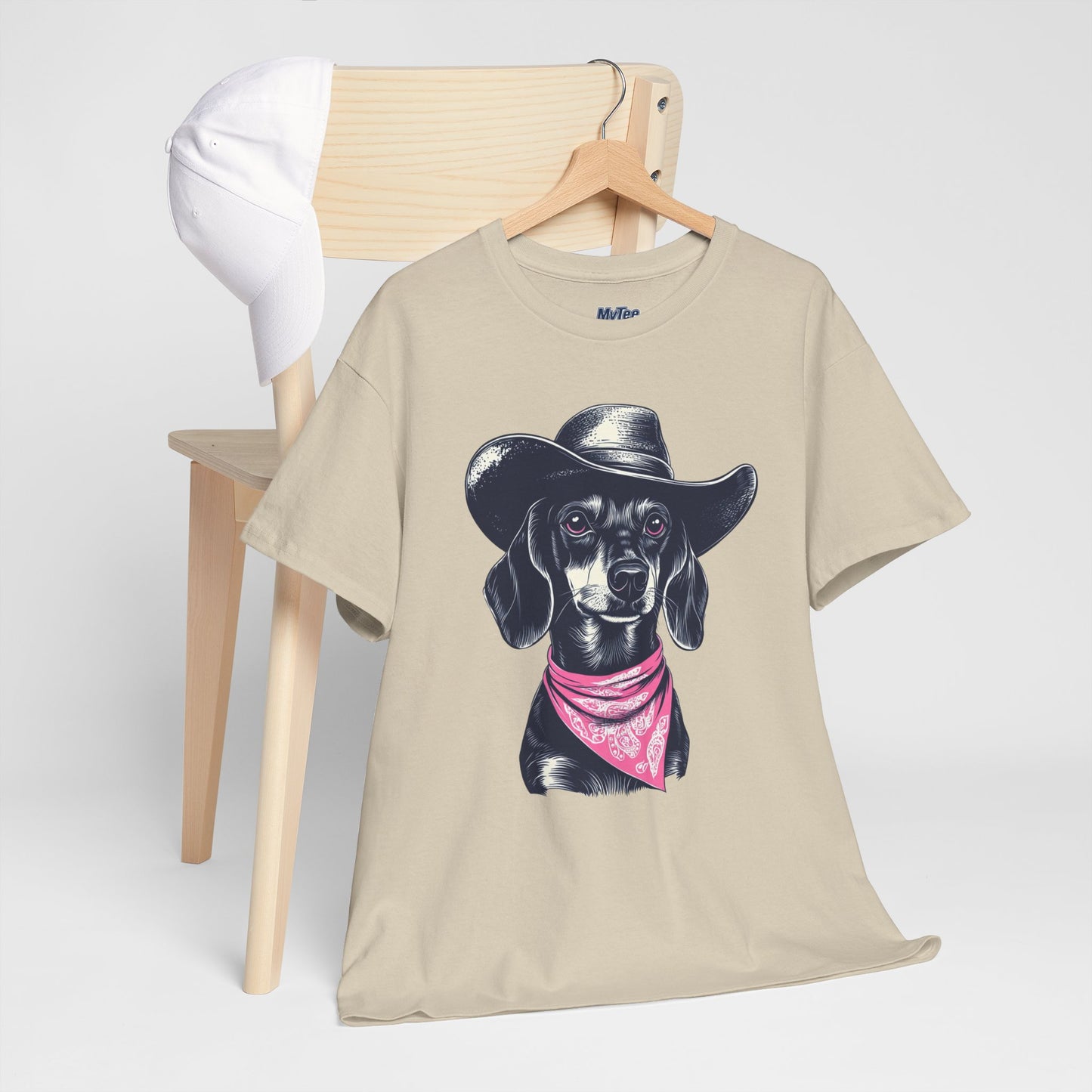 Dachshund Cowgirl Vibes T-Shirt – Pink Bandana Pup Shirt