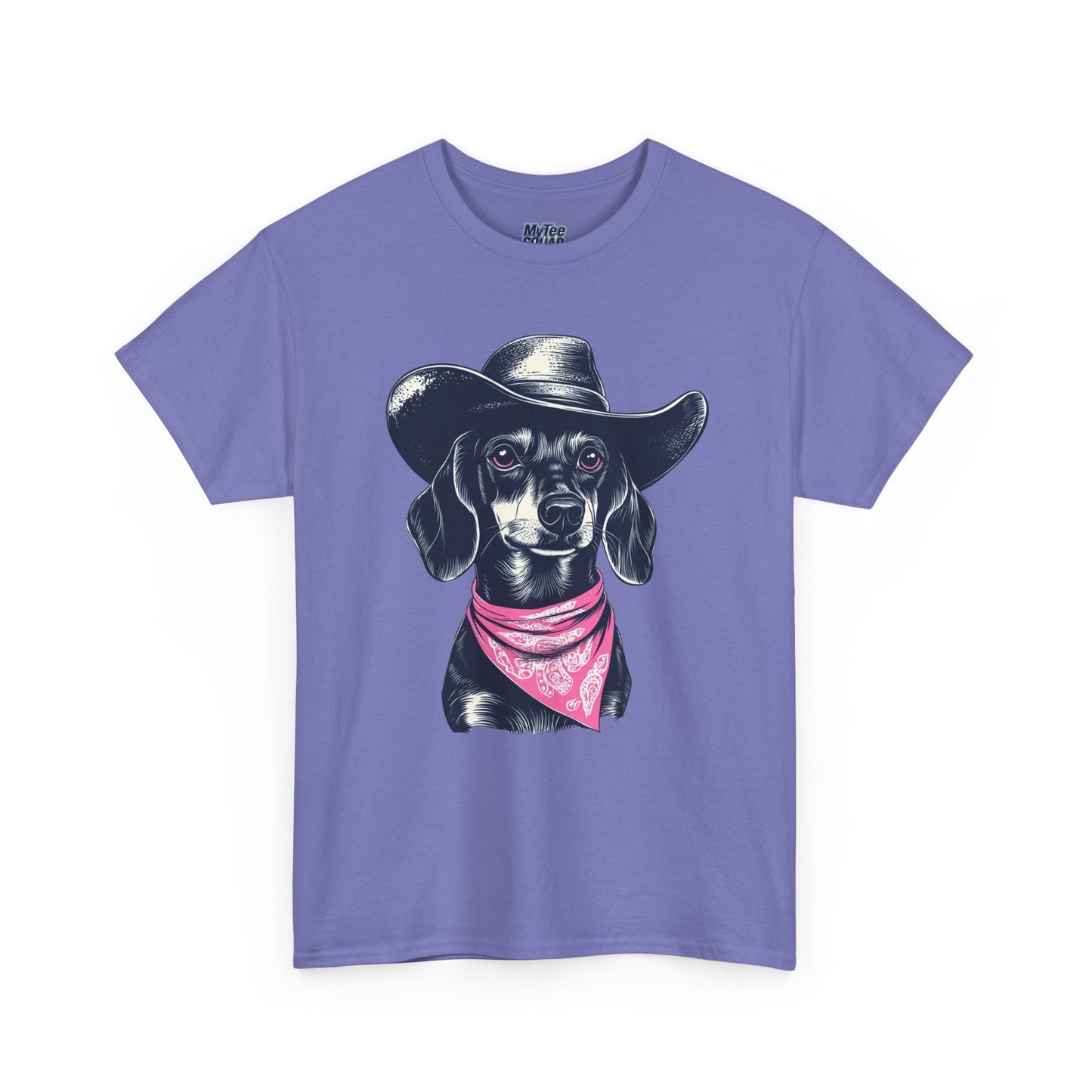 Dachshund Cowgirl Vibes T-Shirt – Pink Bandana Pup Shirt