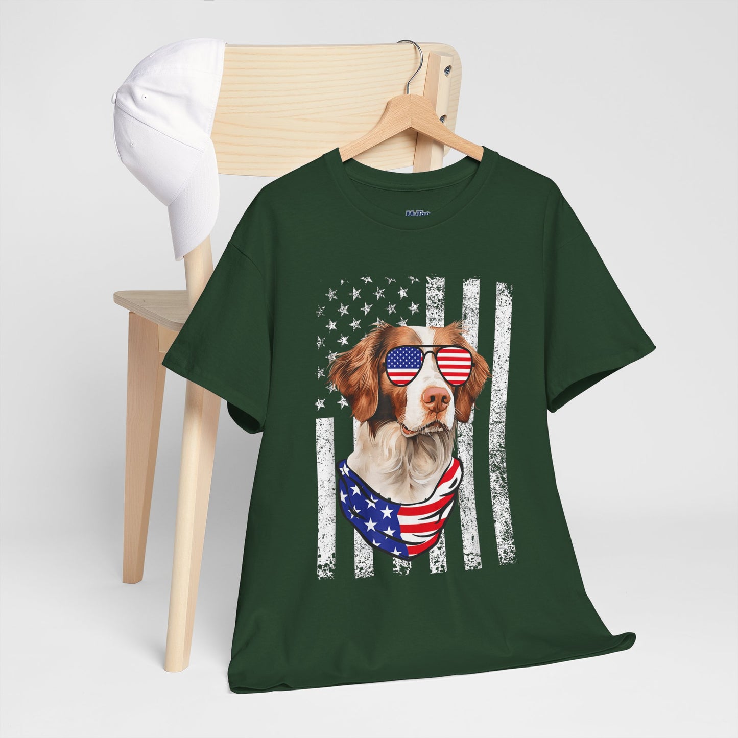 Patriotic Brittany Spaniel with Sunglasses Unisex T-Shirt