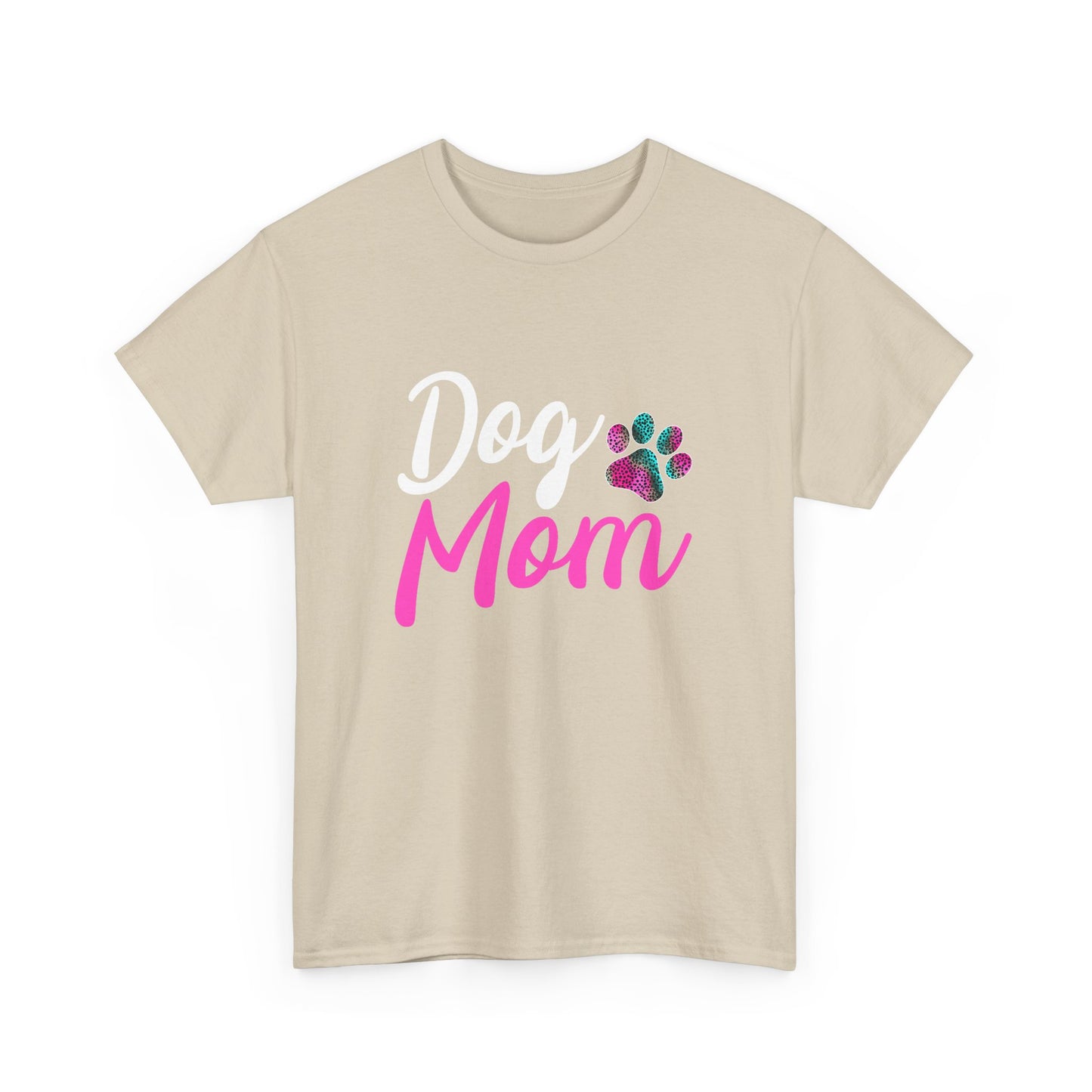 Dog Mom with a Colorful Paw Cotton T-Shirt