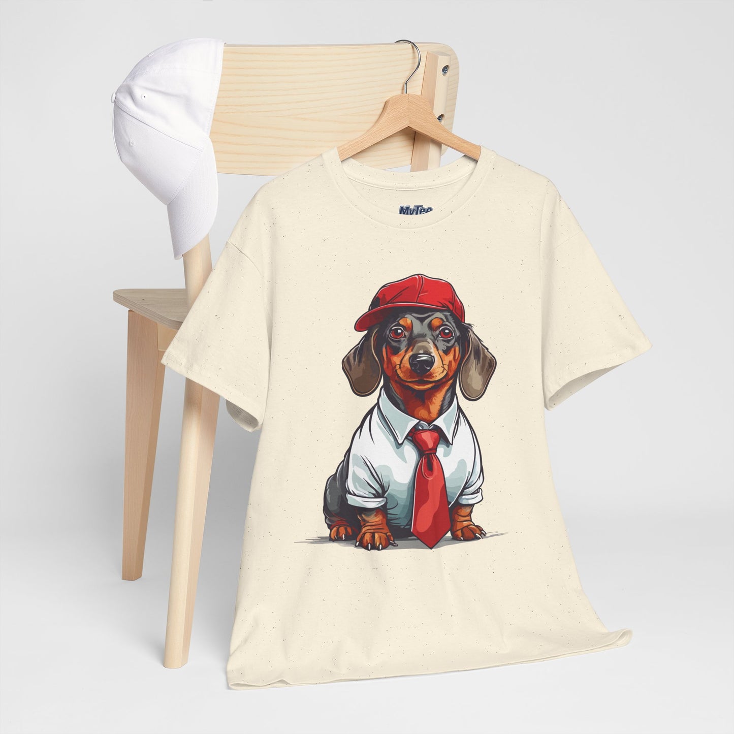 Dachshund Boss Unisex T-Shirt – Cool Pup in Cap & Tie