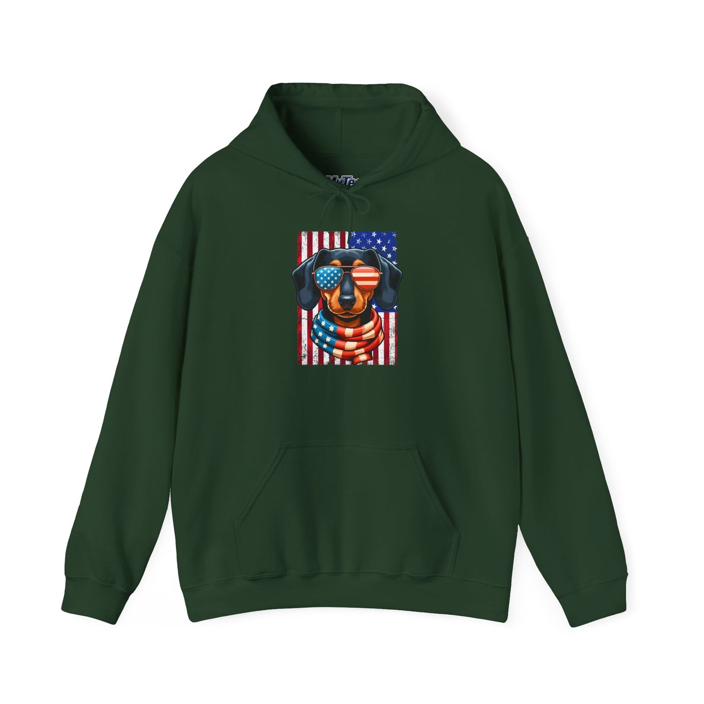 Patriotic Dachshund Dog Flag Shades Unisex Hoodie