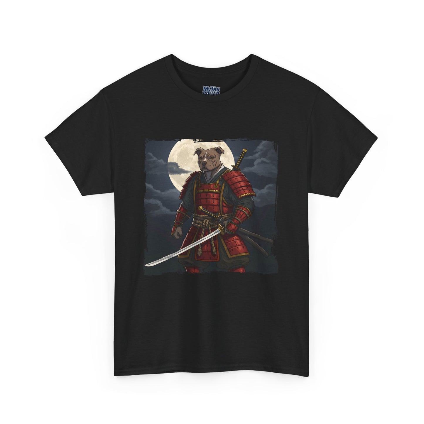 Pitbull Samurai Warrior Unisex Heavy T-Shirt,Tee | Graphic Tee For Anime Lovers