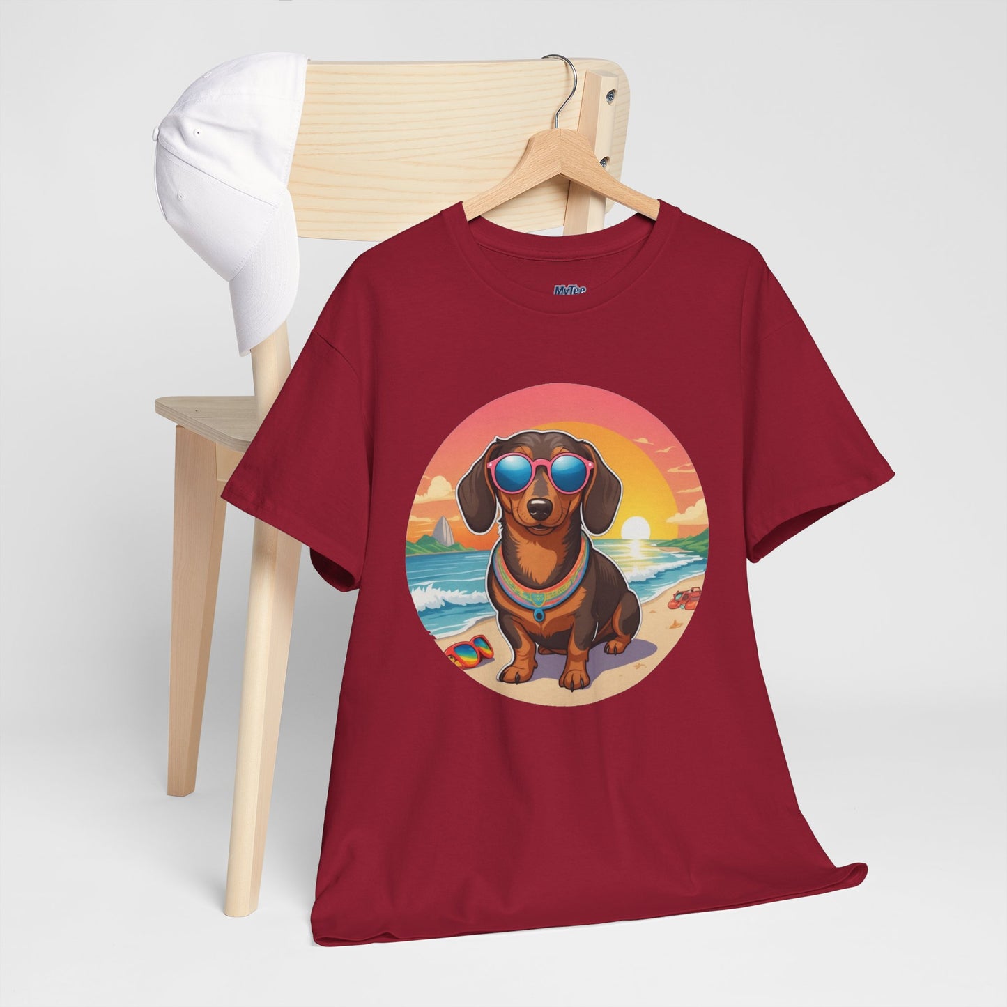 Dachshund Summer Style T-Shirt – Sunglasses & Sand Pup Design