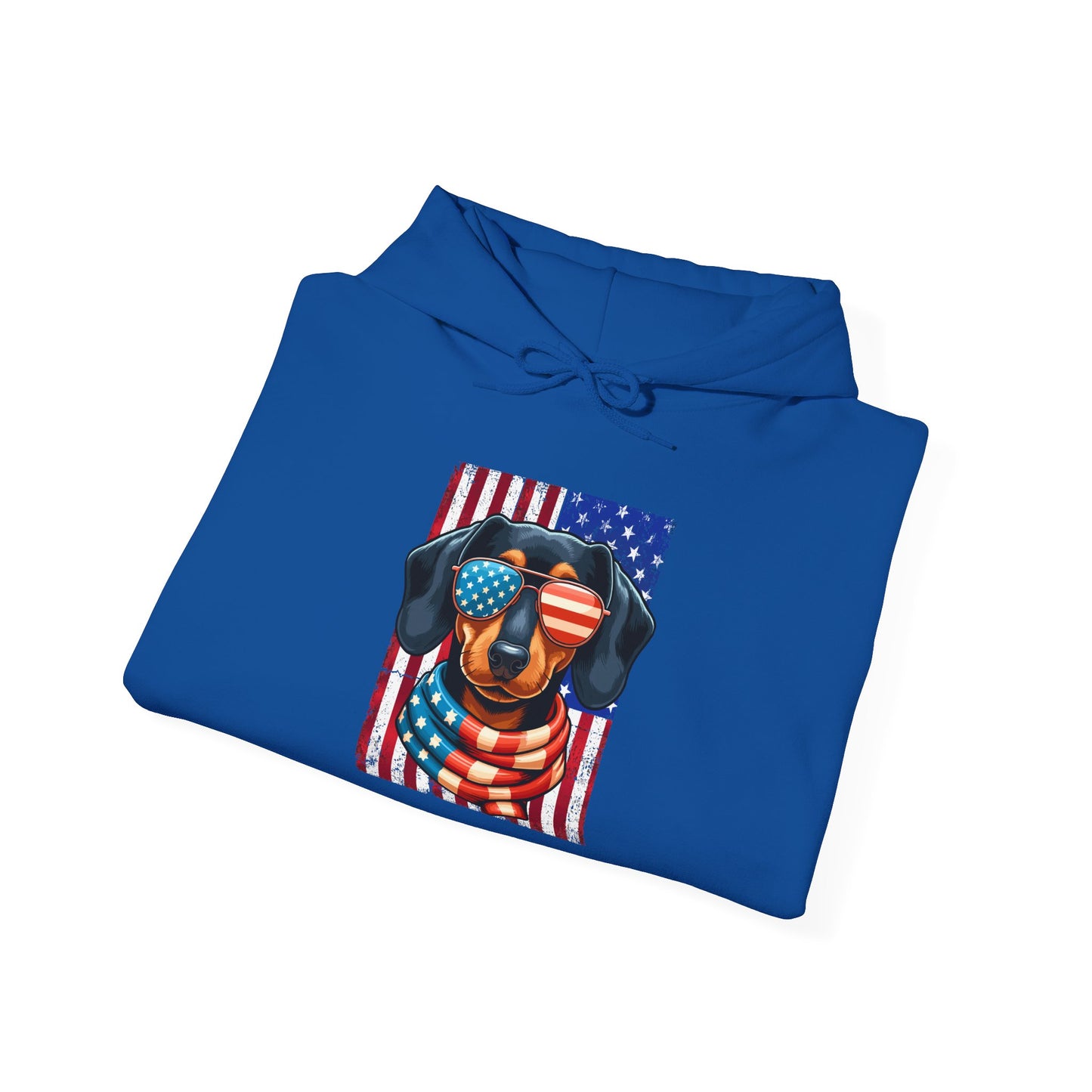 Patriotic Dachshund Dog Flag Shades Unisex Hoodie