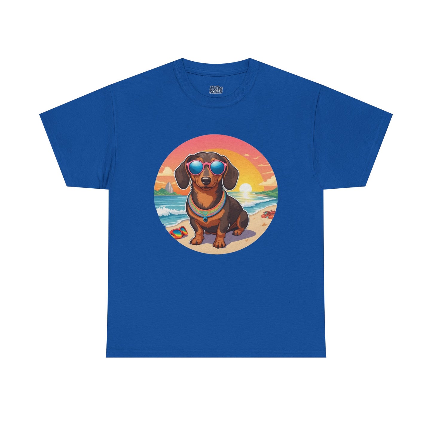 Dachshund Summer Style T-Shirt – Sunglasses & Sand Pup Design
