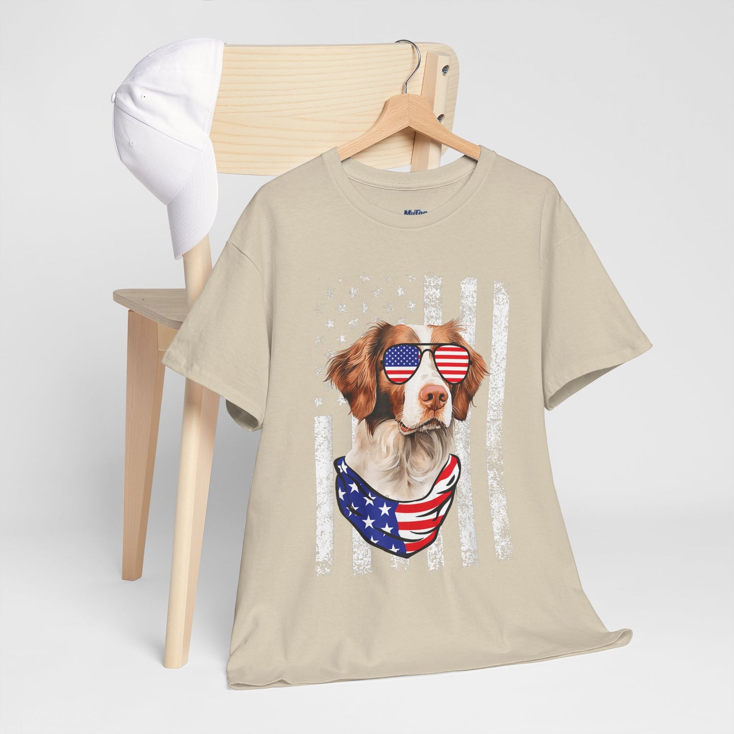 Patriotic Brittany Spaniel with Sunglasses Unisex T-Shirt