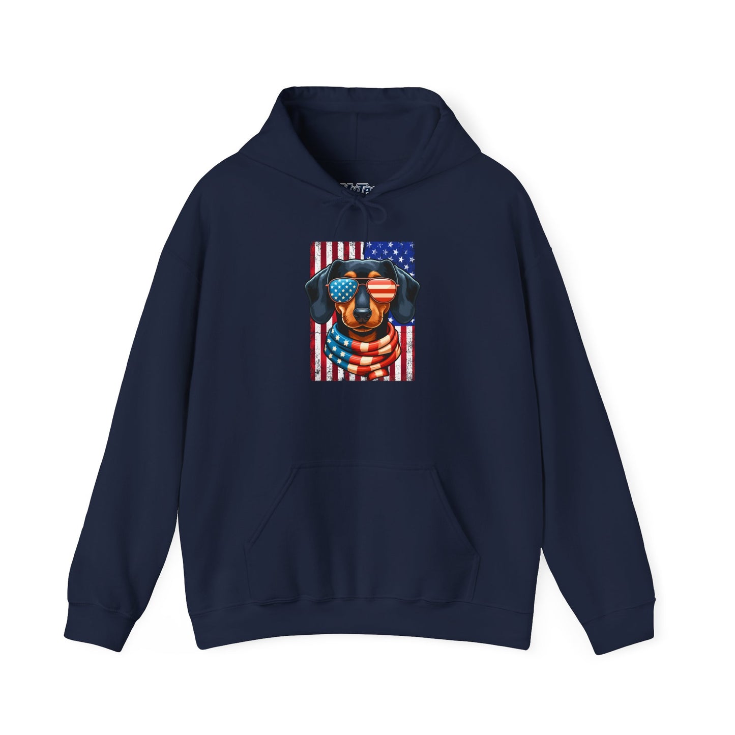 Patriotic Dachshund Dog Flag Shades Unisex Hoodie