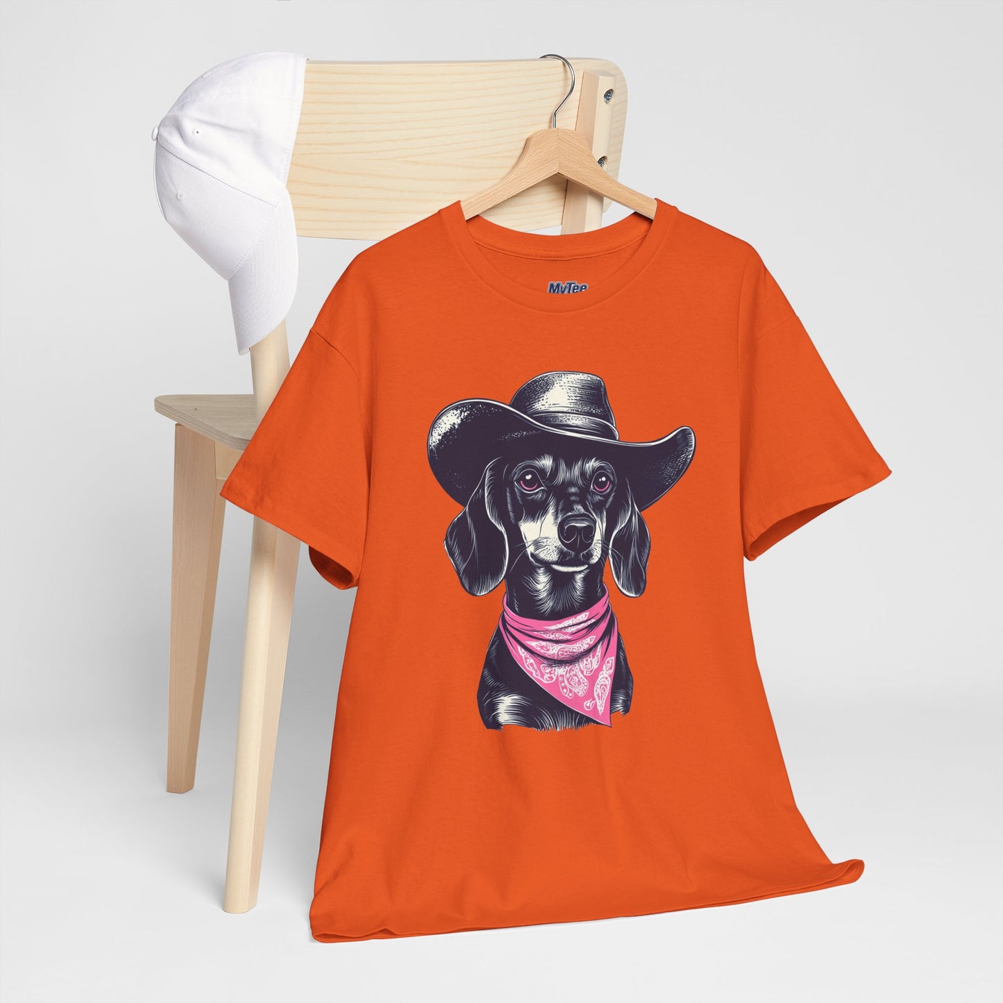Dachshund Cowgirl Vibes T-Shirt – Pink Bandana Pup Shirt