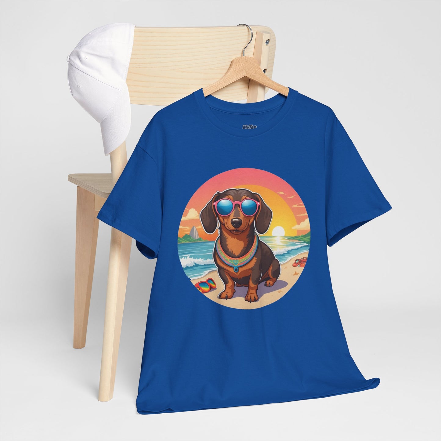 Dachshund Summer Style T-Shirt – Sunglasses & Sand Pup Design