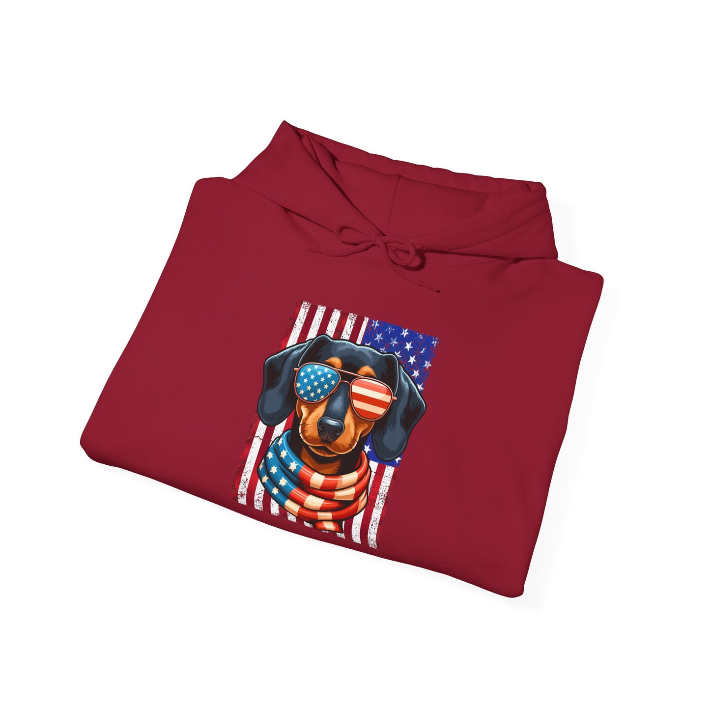 Patriotic Dachshund Dog Flag Shades Unisex Hoodie