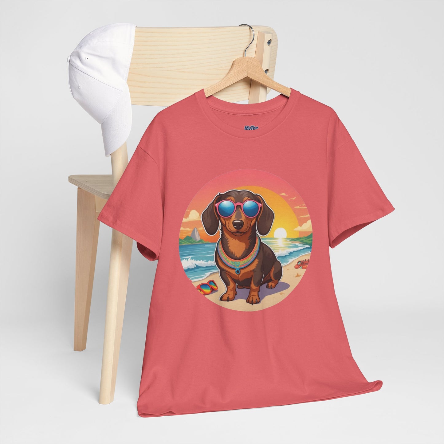 Dachshund Summer Style T-Shirt – Sunglasses & Sand Pup Design
