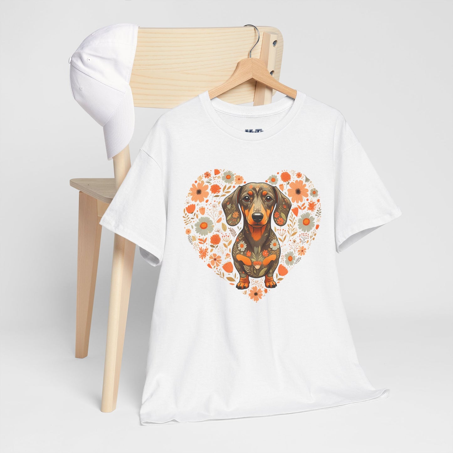 Dachshund Love Unisex T-Shirt – Adorable Floral Heart Dog Tee