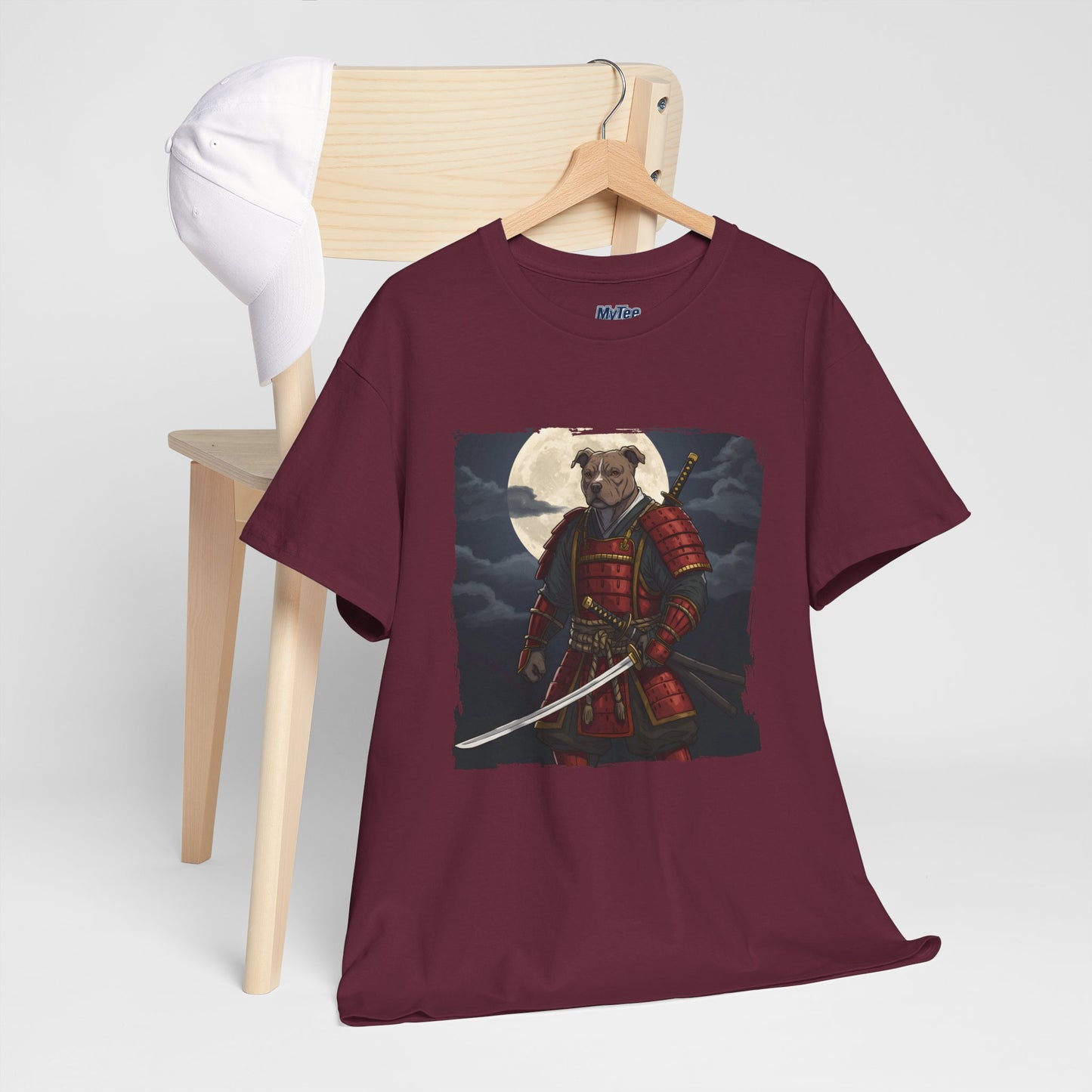 Pitbull Samurai Warrior Unisex Heavy T-Shirt,Tee | Graphic Tee For Anime Lovers