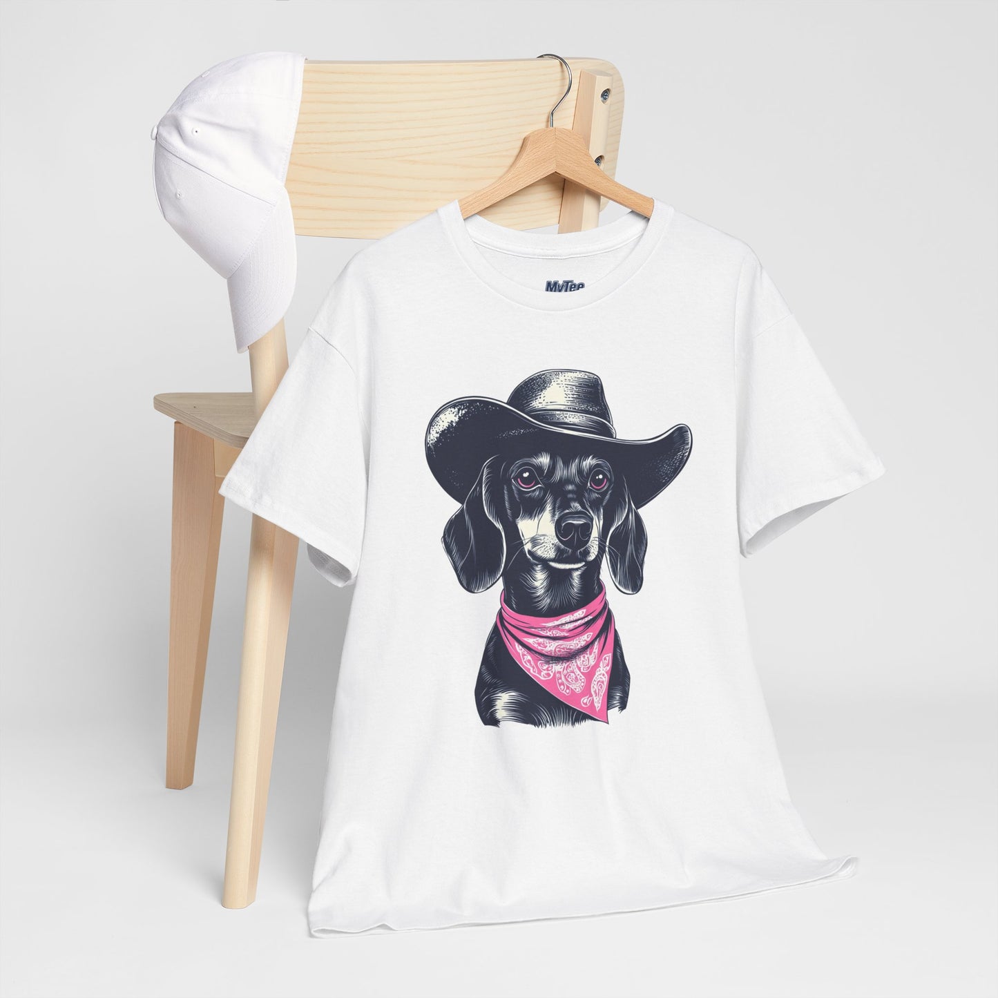 Dachshund Cowgirl Vibes T-Shirt – Pink Bandana Pup Shirt