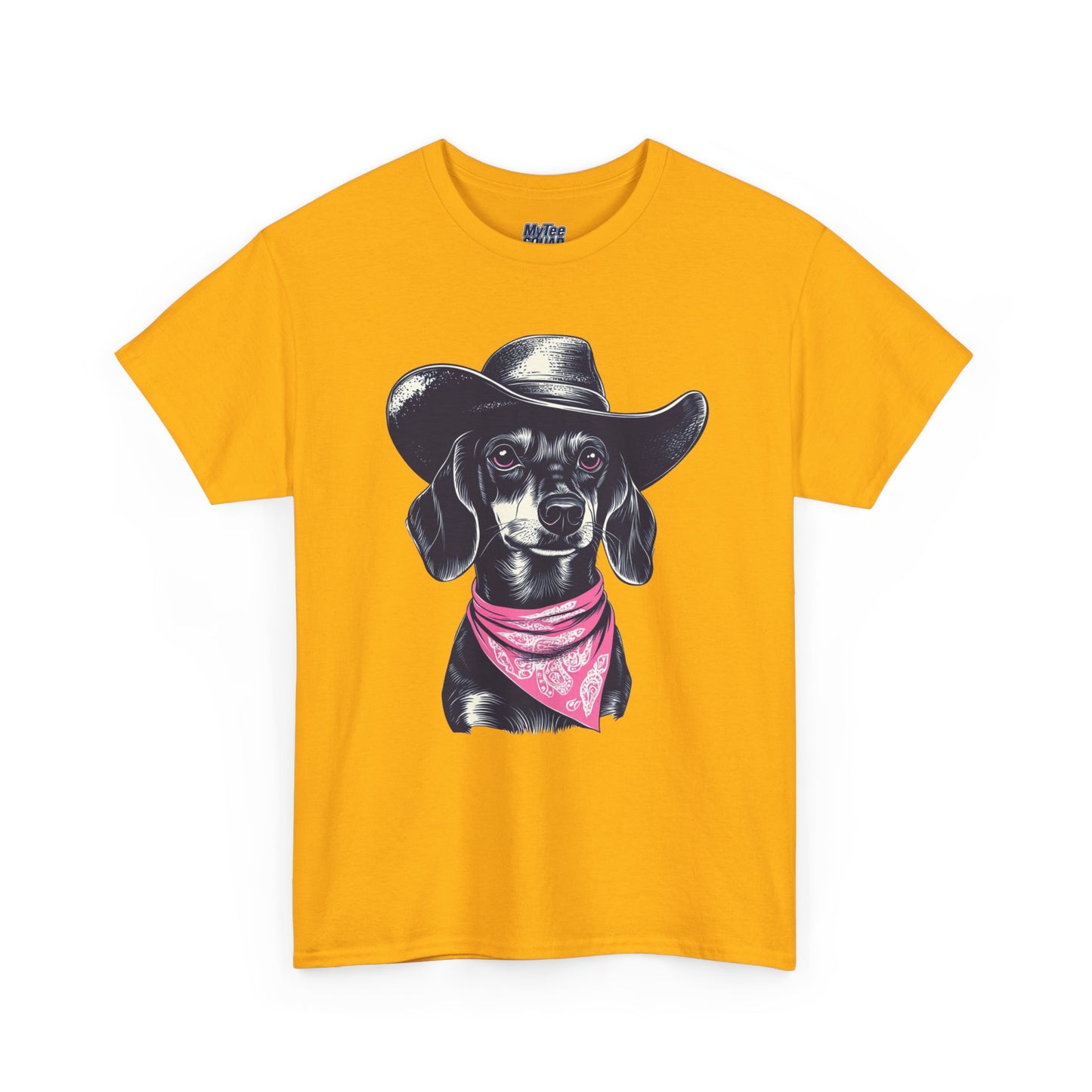 Dachshund Cowgirl Vibes T-Shirt – Pink Bandana Pup Shirt