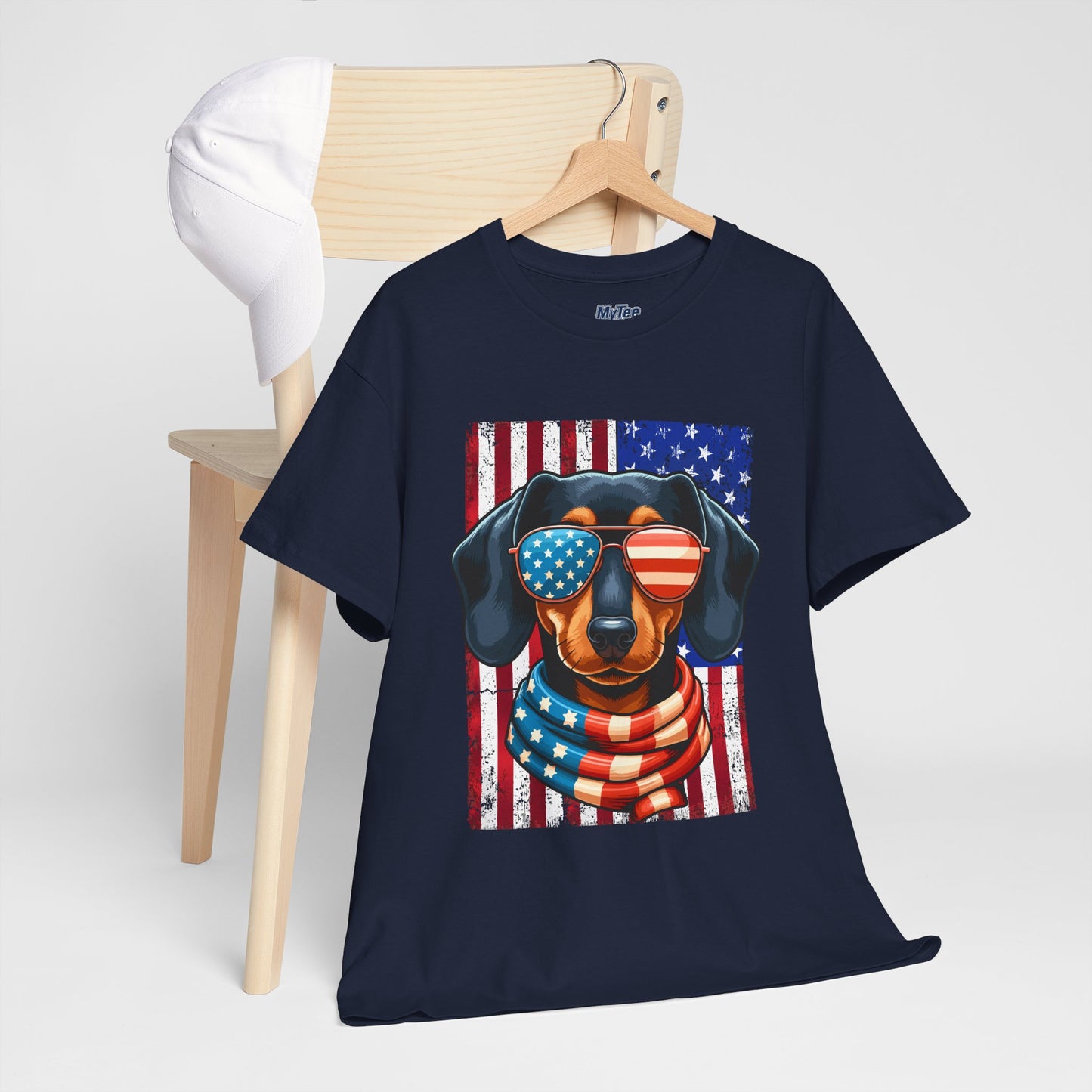 Patriotic Dachshund Dog Flag Shades Unisex T-Shirt
