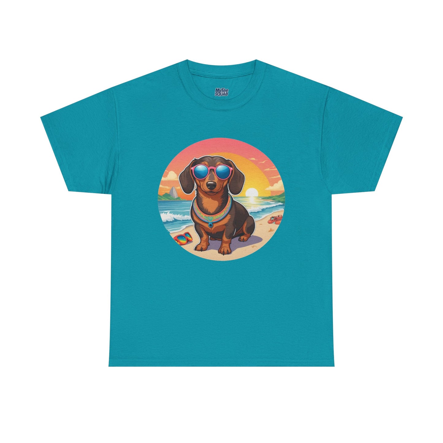 Dachshund Summer Style T-Shirt – Sunglasses & Sand Pup Design