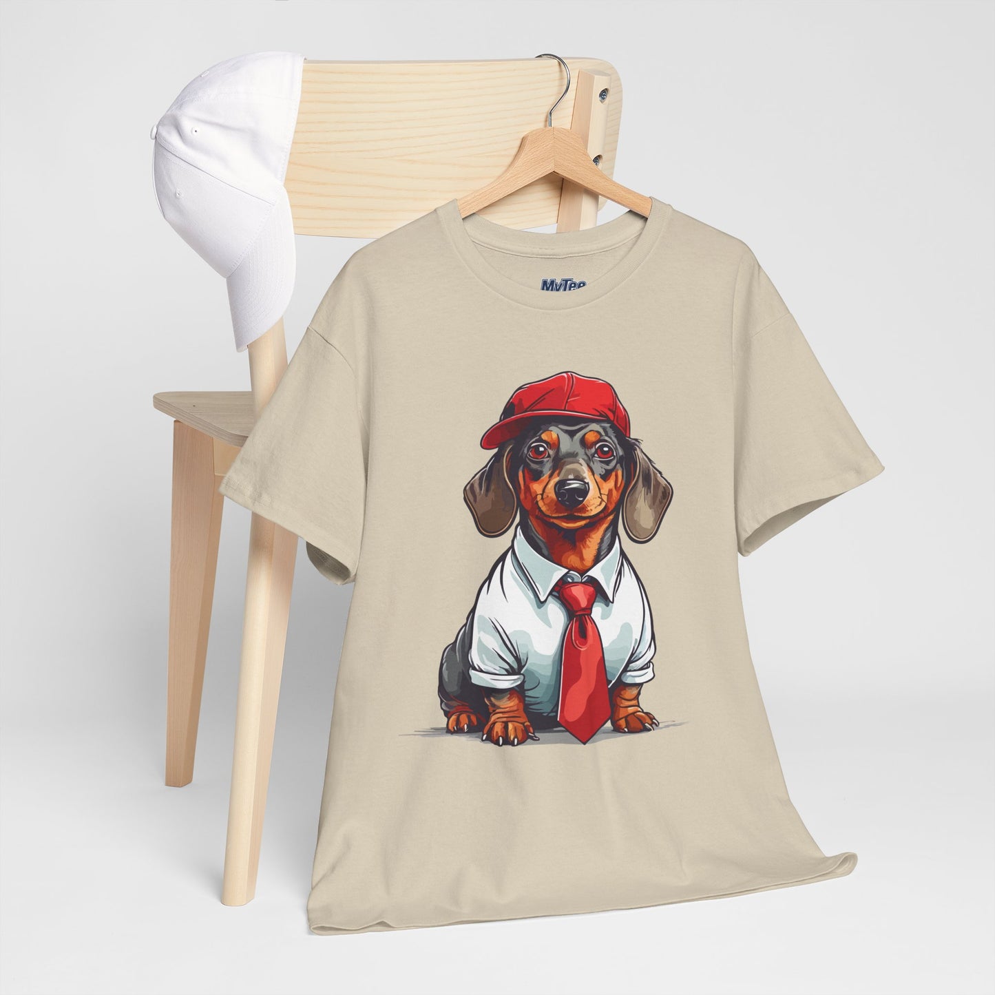 Dachshund Boss Unisex T-Shirt – Cool Pup in Cap & Tie