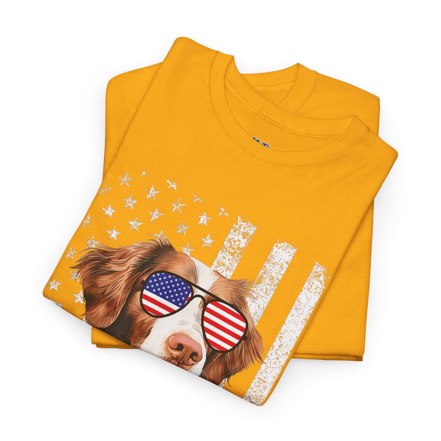 Patriotic Brittany Spaniel with Sunglasses Unisex T-Shirt