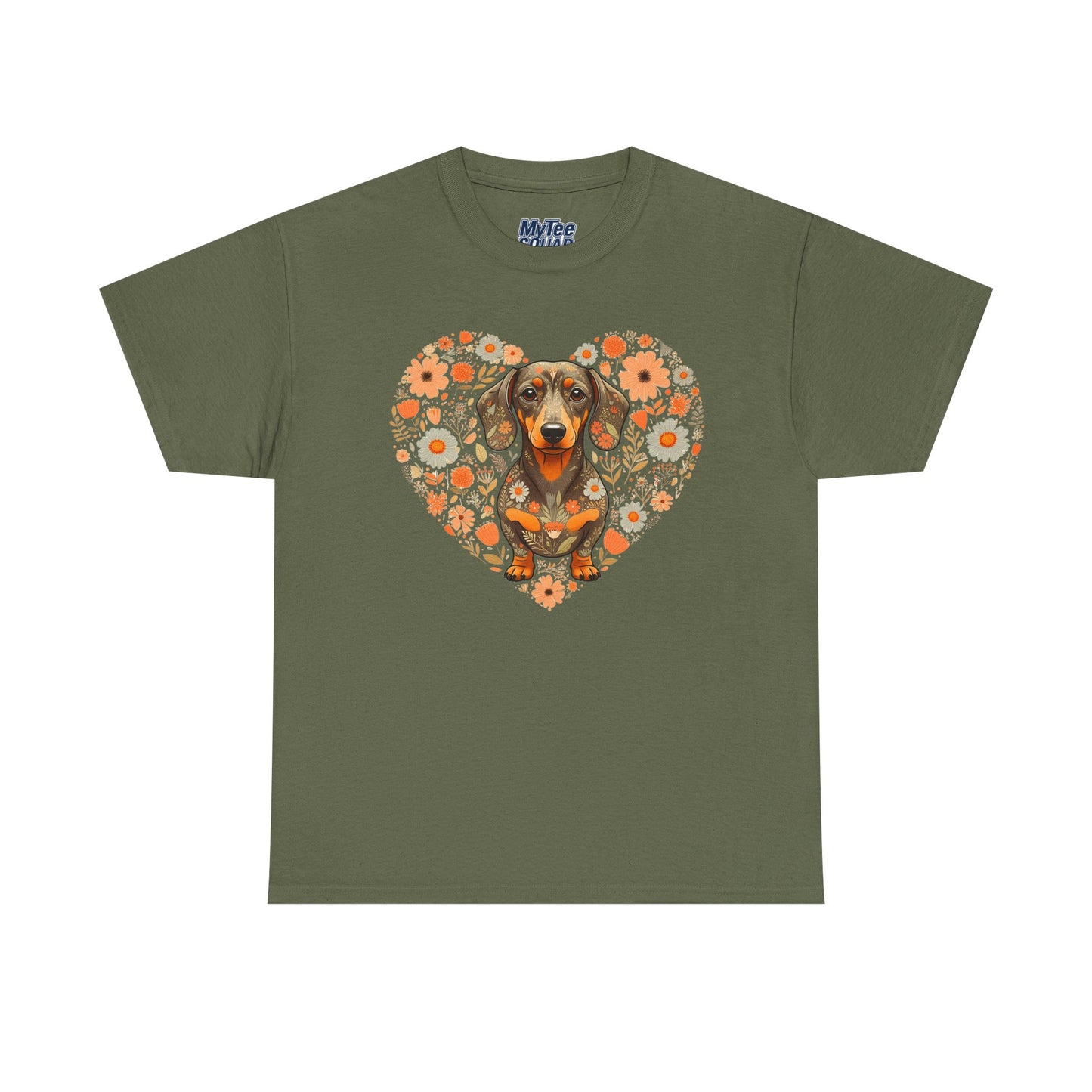 Dachshund Love Unisex T-Shirt – Adorable Floral Heart Dog Tee