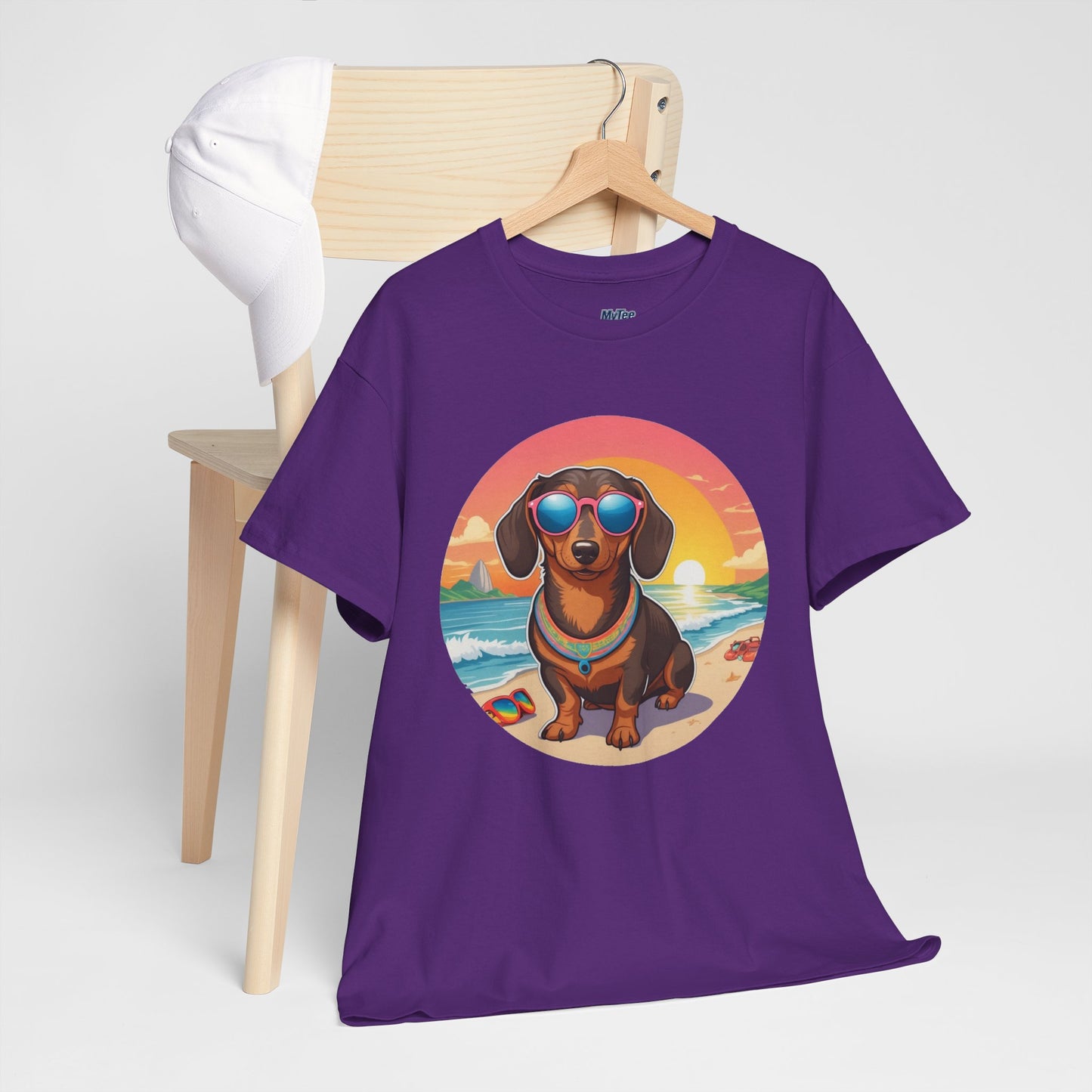 Dachshund Summer Style T-Shirt – Sunglasses & Sand Pup Design
