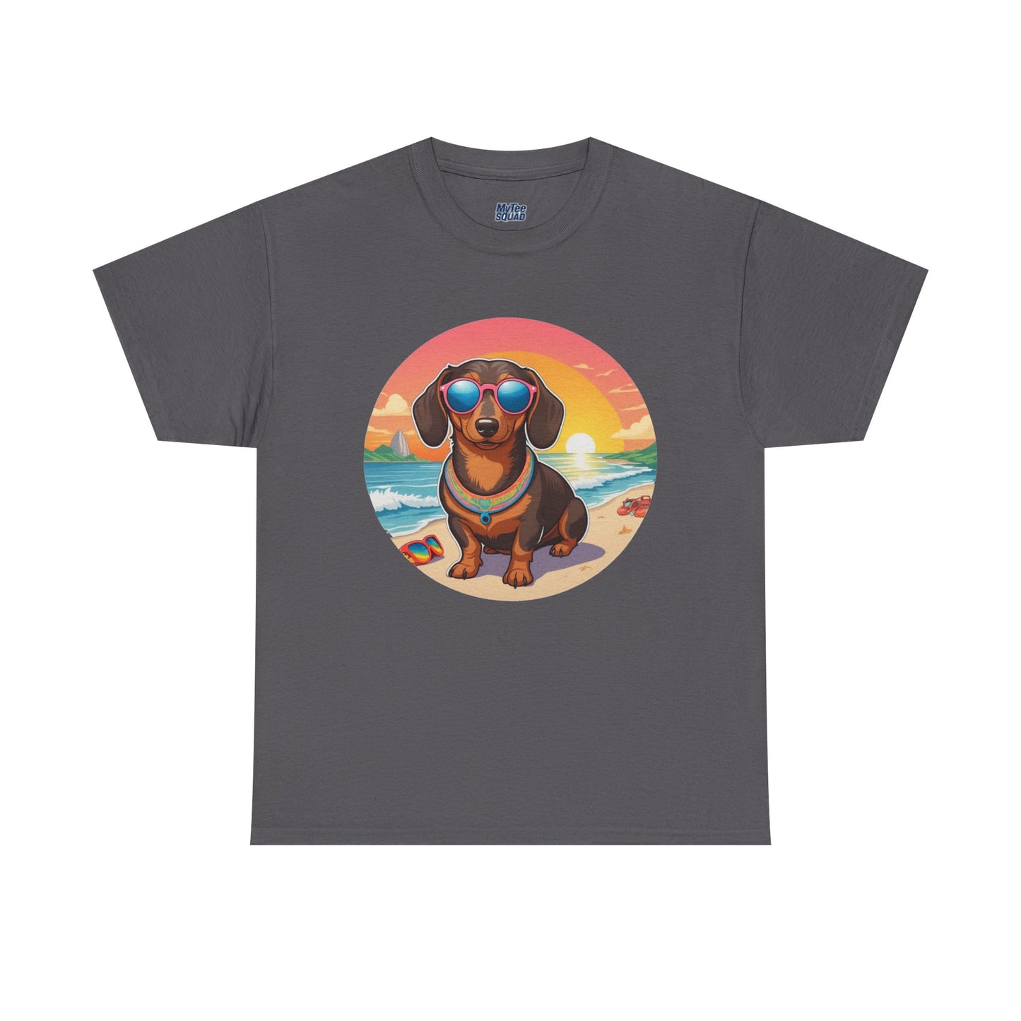 Dachshund Summer Style T-Shirt – Sunglasses & Sand Pup Design