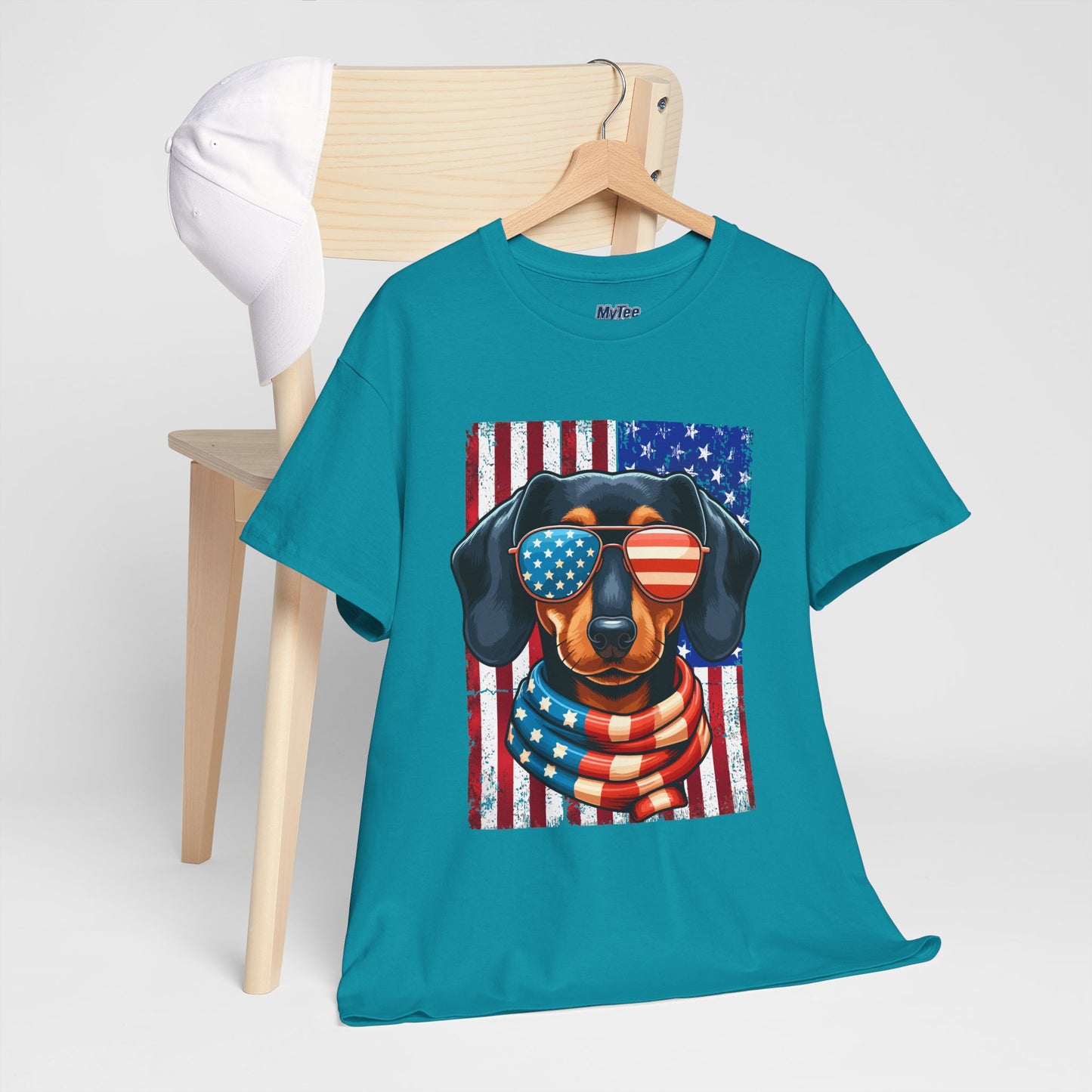 Patriotic Dachshund Dog Flag Shades Unisex T-Shirt