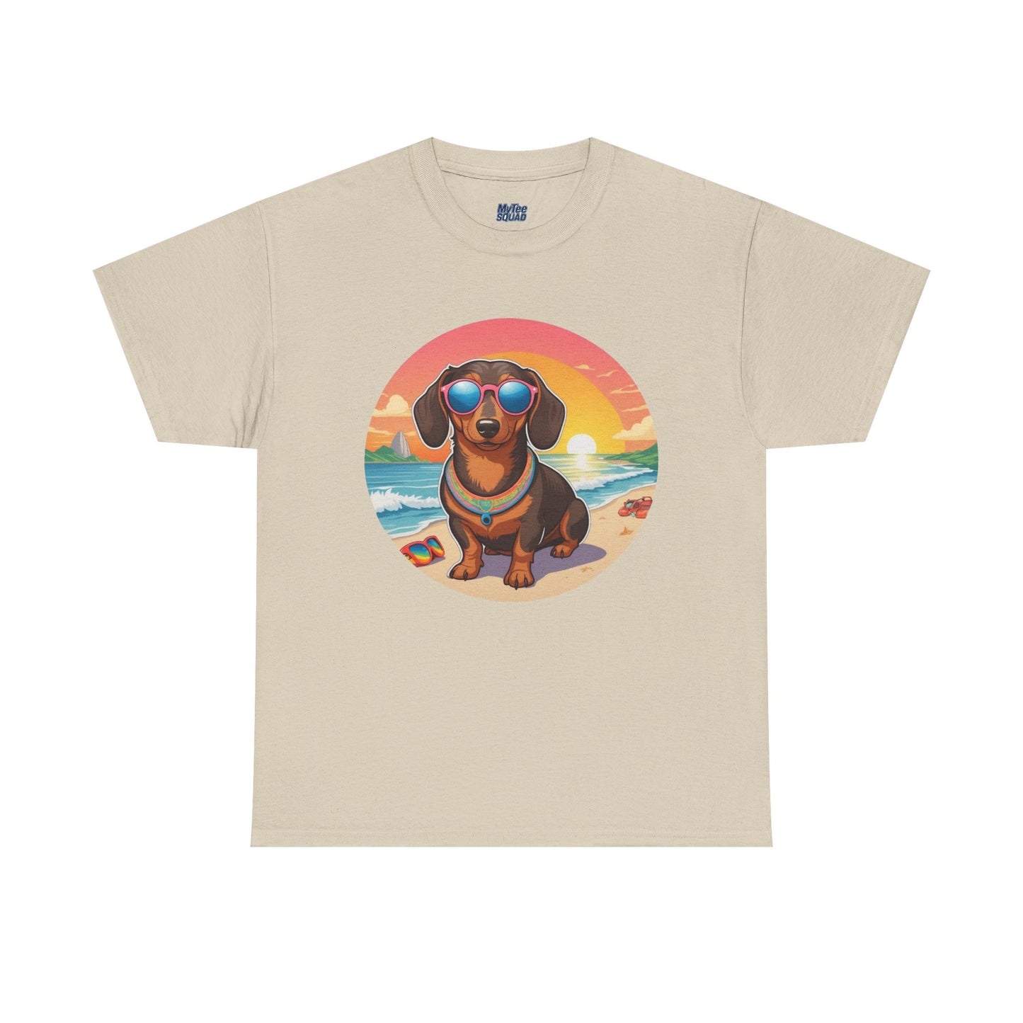 Dachshund Summer Style T-Shirt – Sunglasses & Sand Pup Design