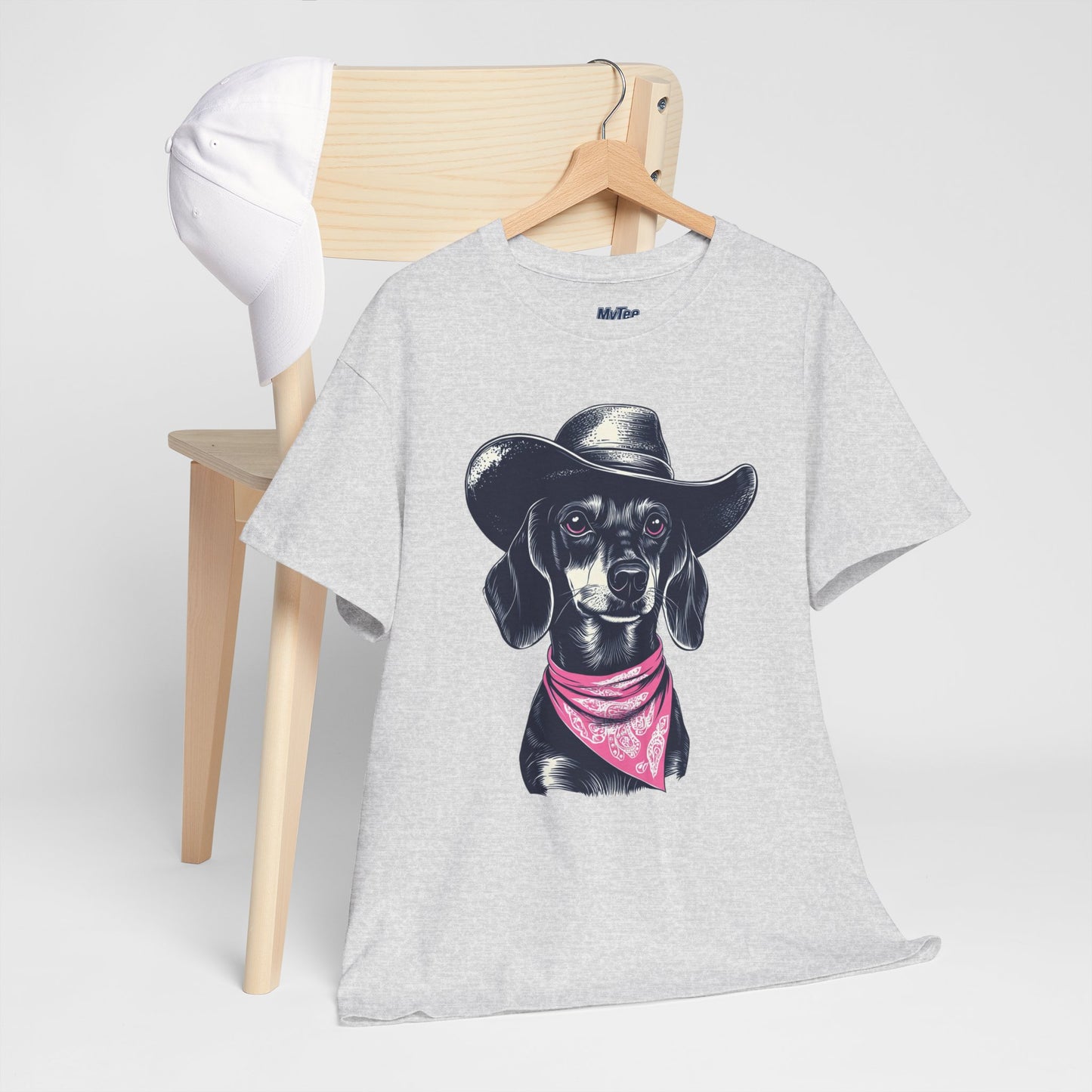 Dachshund Cowgirl Vibes T-Shirt – Pink Bandana Pup Shirt