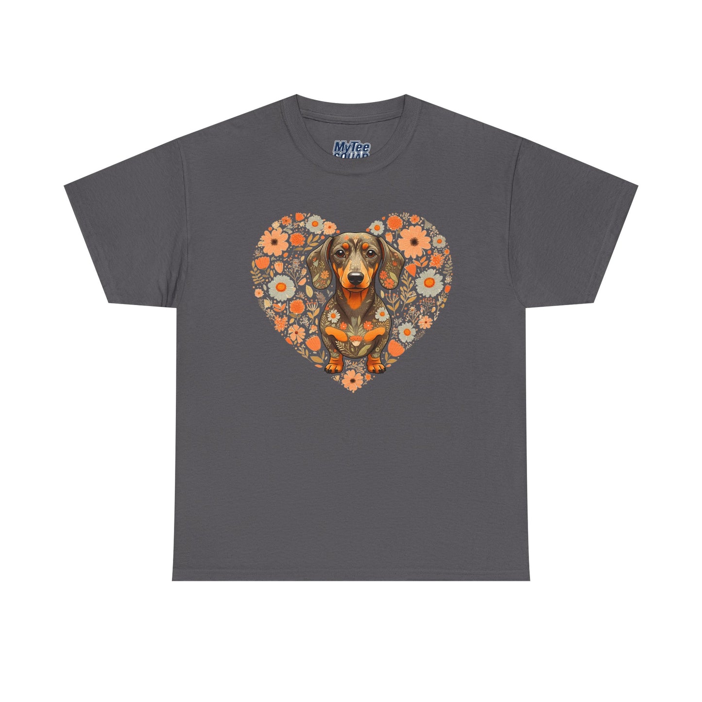 Dachshund Love Unisex T-Shirt – Adorable Floral Heart Dog Tee
