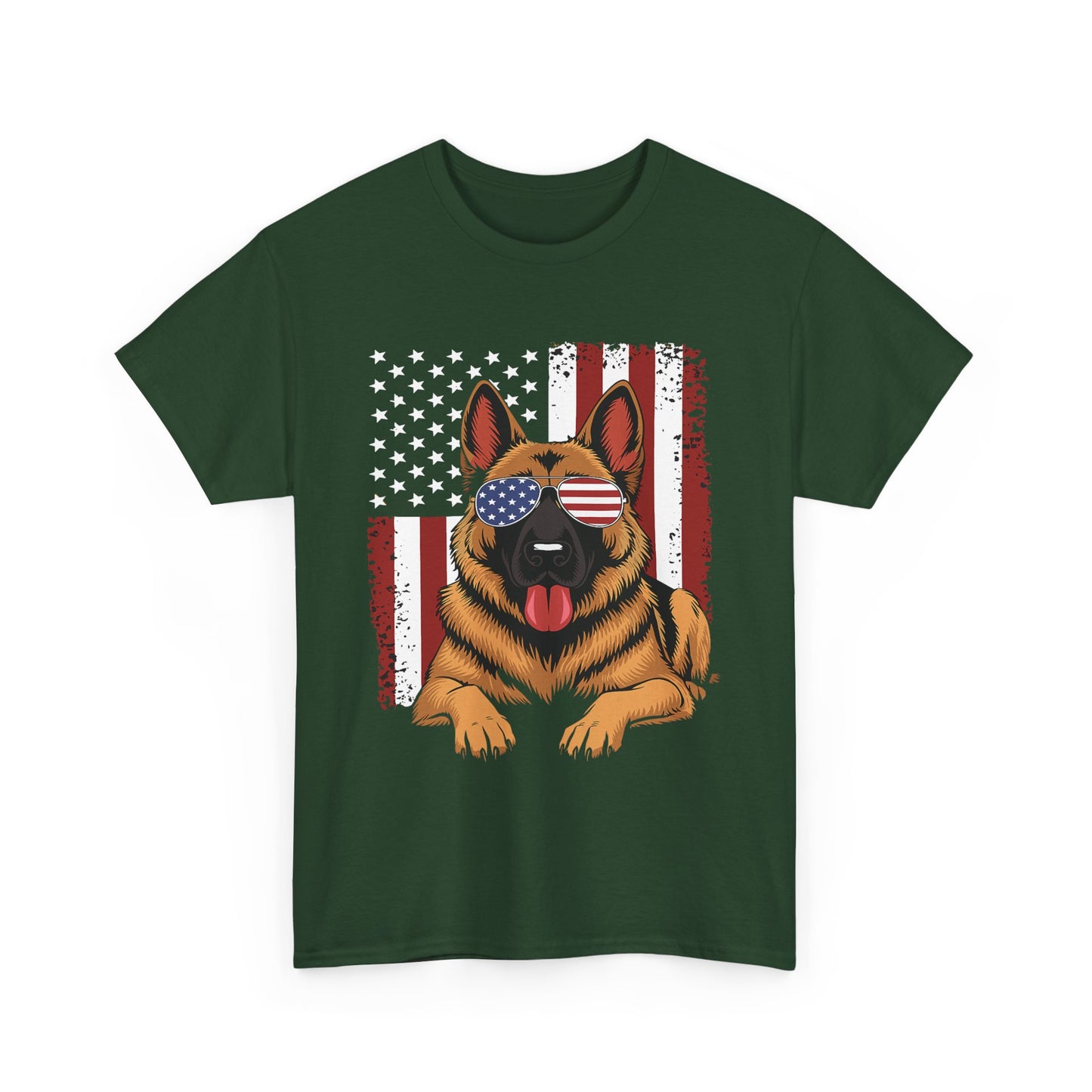 Patriotic German Shepherd Cotton T-Shirt | Tee