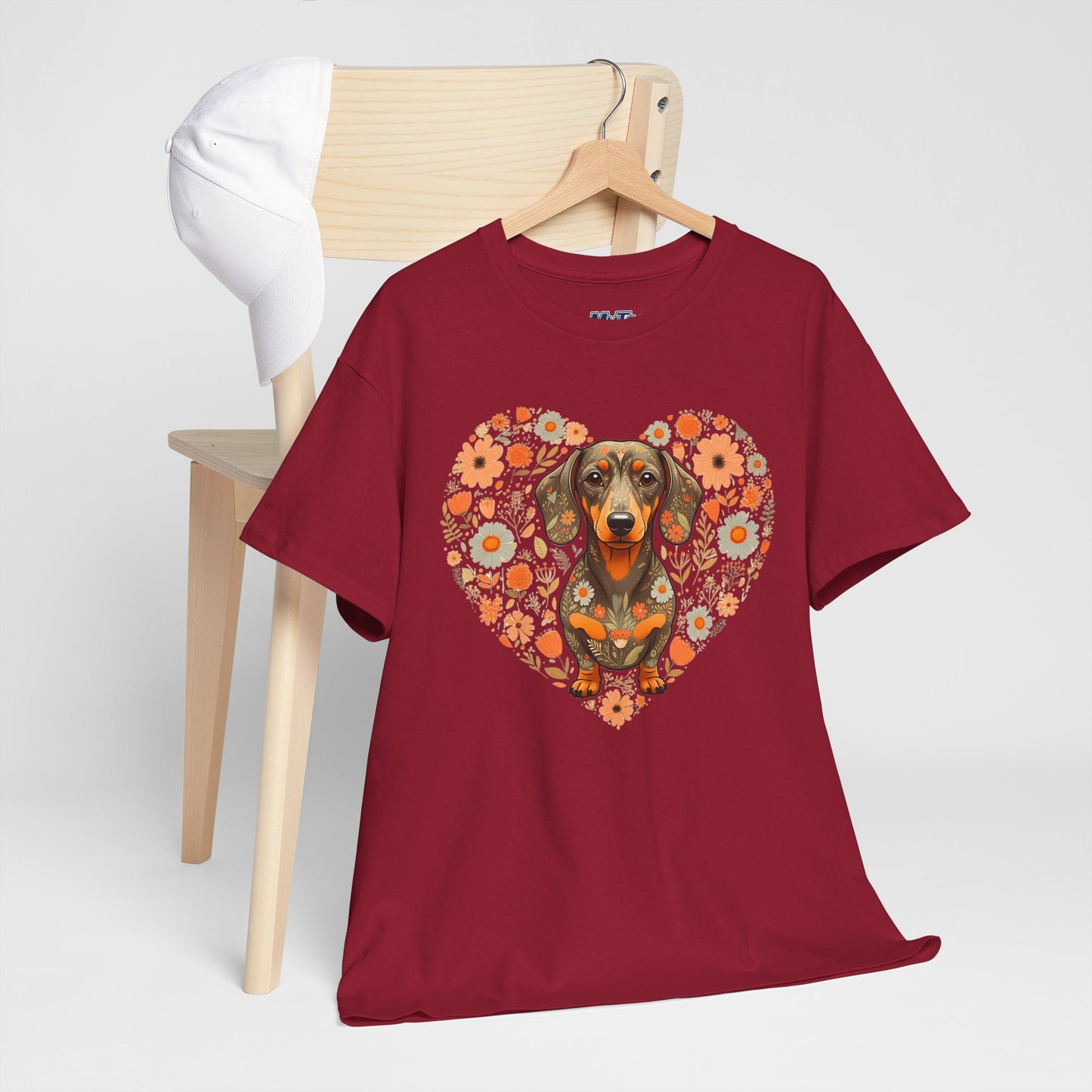 Dachshund Love Unisex T-Shirt – Adorable Floral Heart Dog Tee
