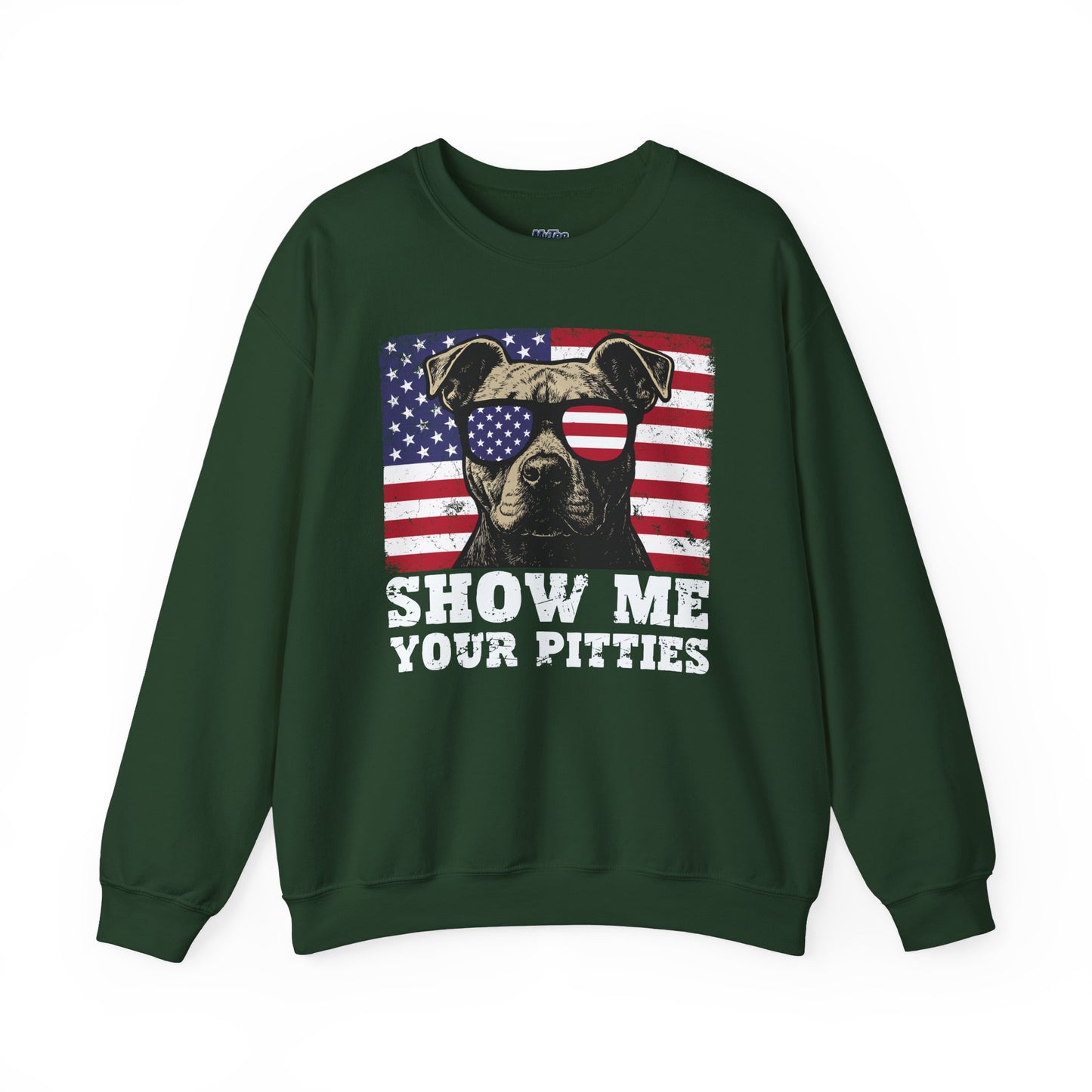 Show Me Your Pitties Patriotic Pitbull Sweatshirt – Funny USA Dog Lover Pullover