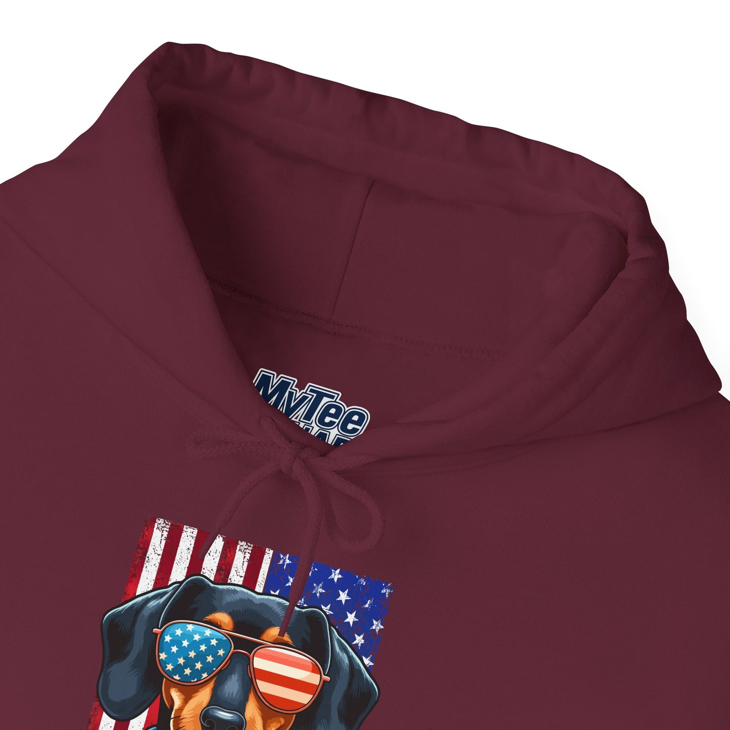 Patriotic Dachshund Dog Flag Shades Unisex Hoodie