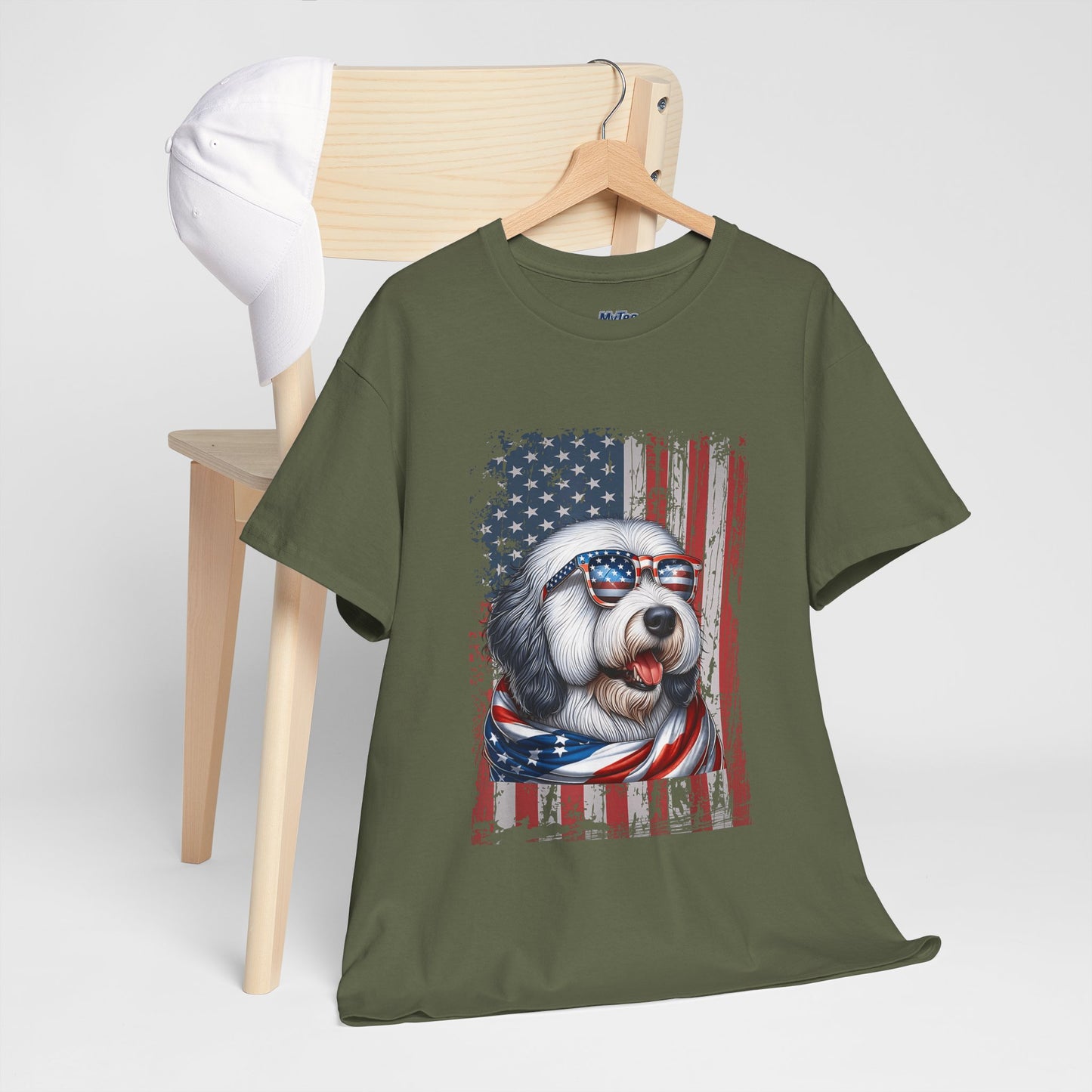Patriotic Old English Sheepdog With Sunglasses Unisec T-Shirt