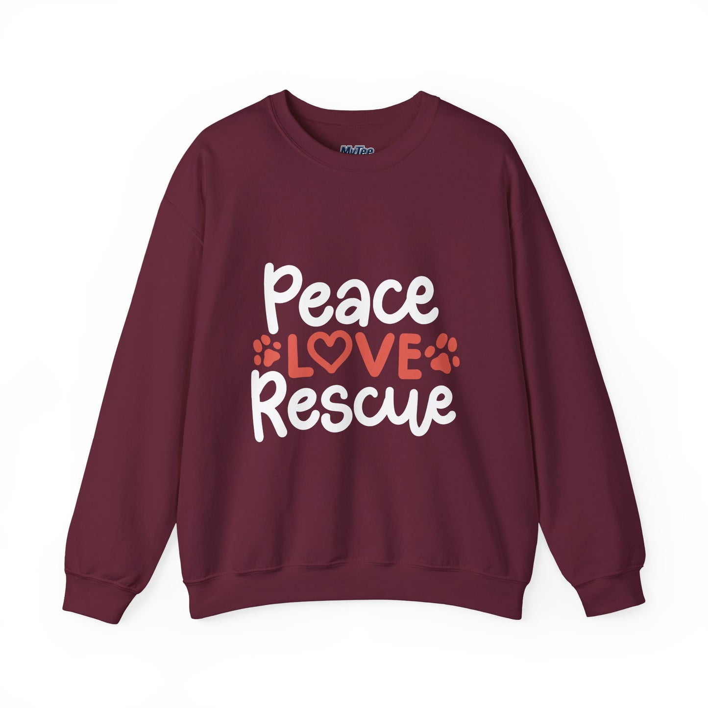 Peace Love Rescue Crewneck Sweatshirt | Pullover for Animal Lovers