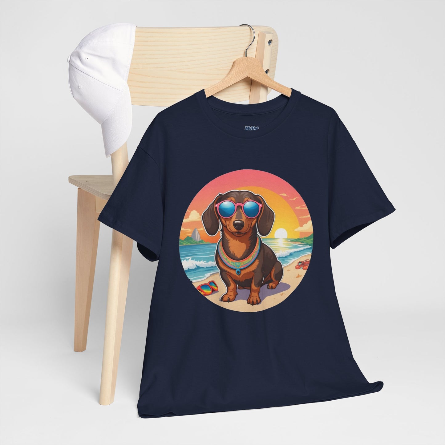 Dachshund Summer Style T-Shirt – Sunglasses & Sand Pup Design