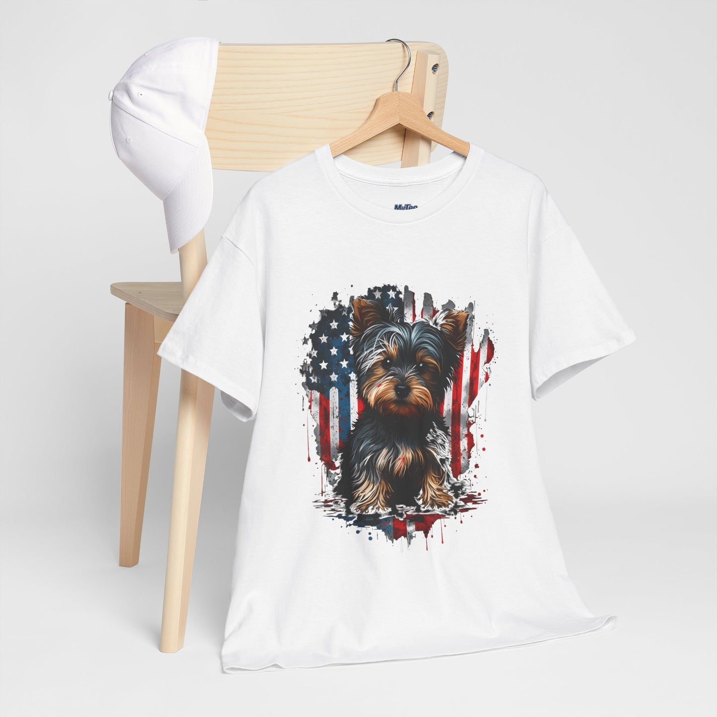 Patriotic American Yorkshire Terrier With sunglasses Unisex T-Shirt