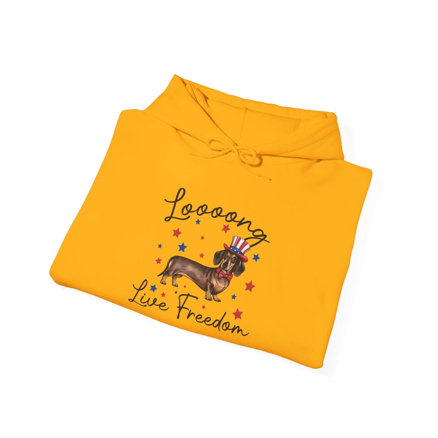 Patriotic Dachshund Loooong Live Freedom Unisex Hoodie