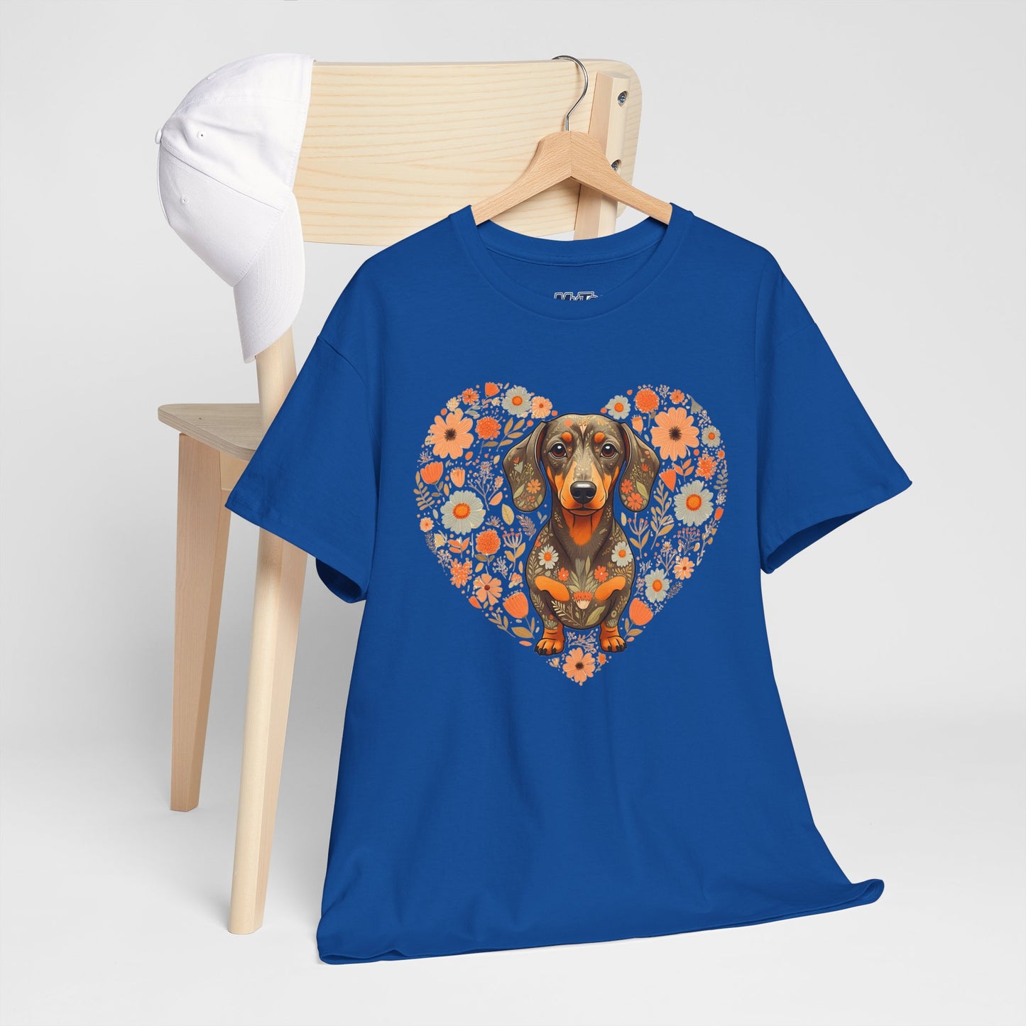 Dachshund Love Unisex T-Shirt – Adorable Floral Heart Dog Tee
